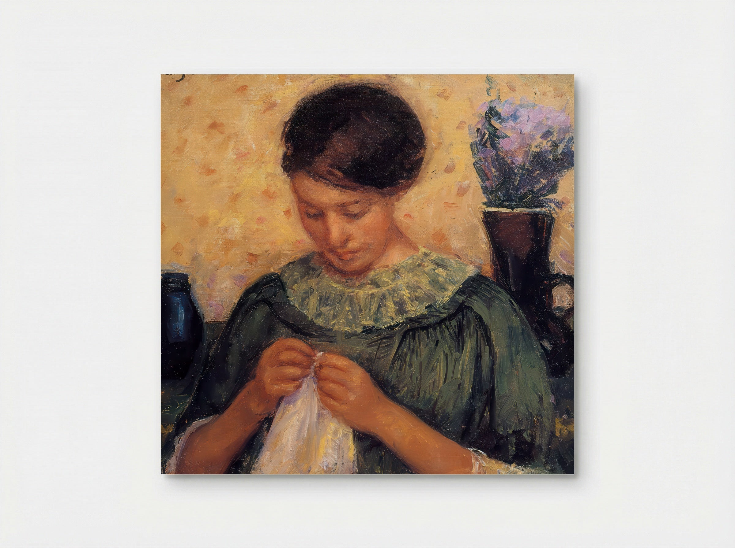 Young Woman Sewing - Mary Cassatt - Poster