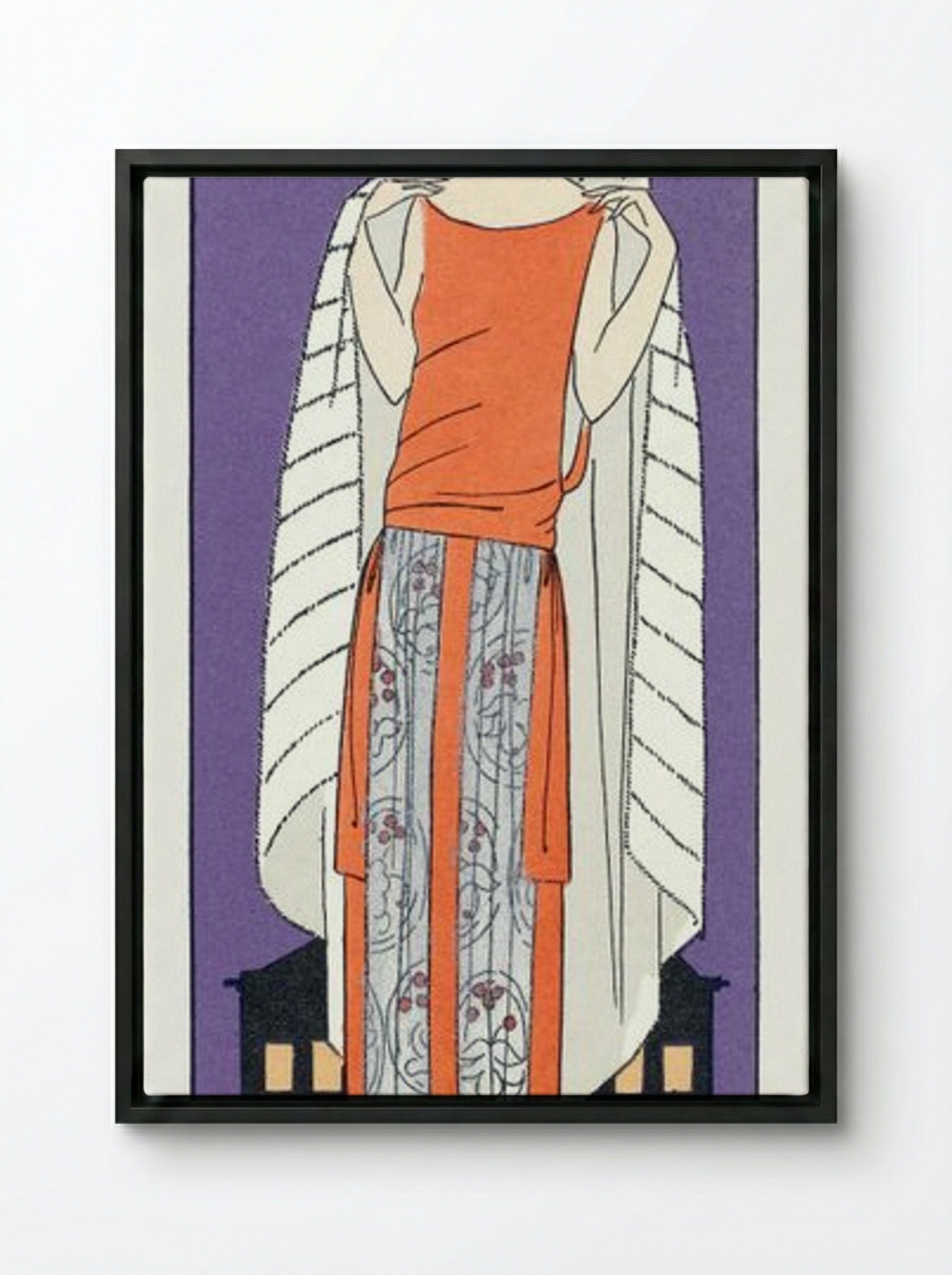 Evening Dress and Cape - Philippe et Gaston - Framed Canvas Black