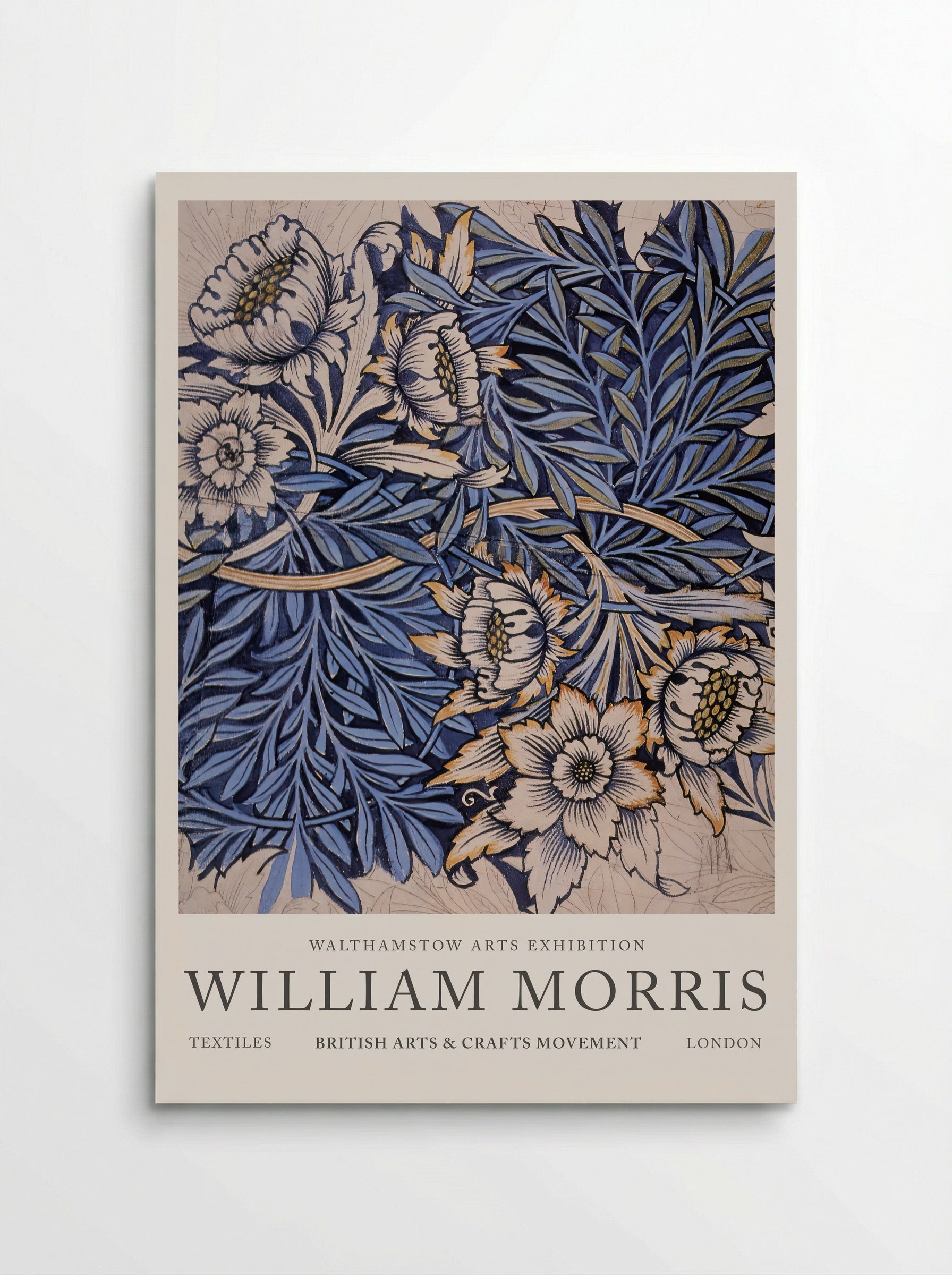 Design for Tulip and Willow indigo-discharge wood-block printed fabric - William Morris - Poster