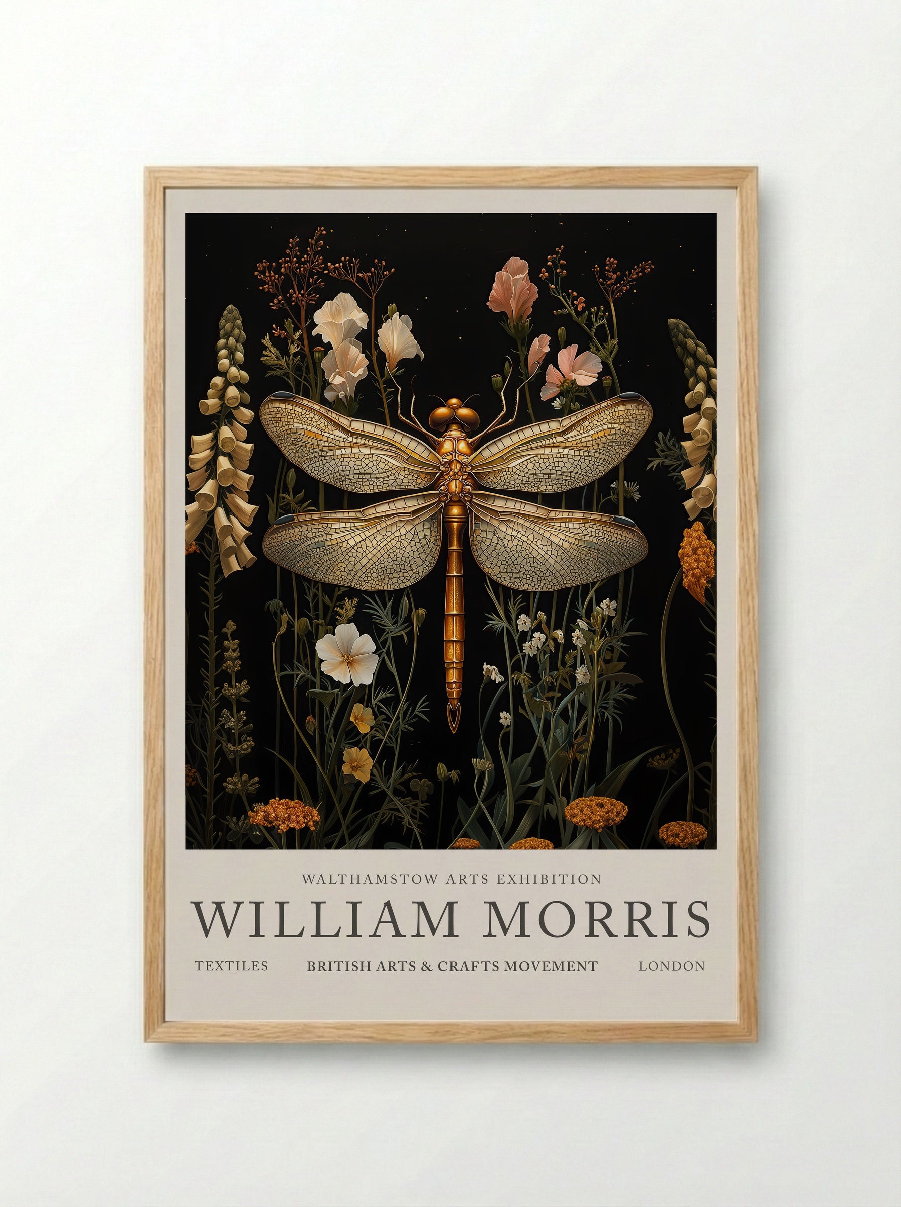 Dragonfly Gleam - William Morris - Framed Print Wood
