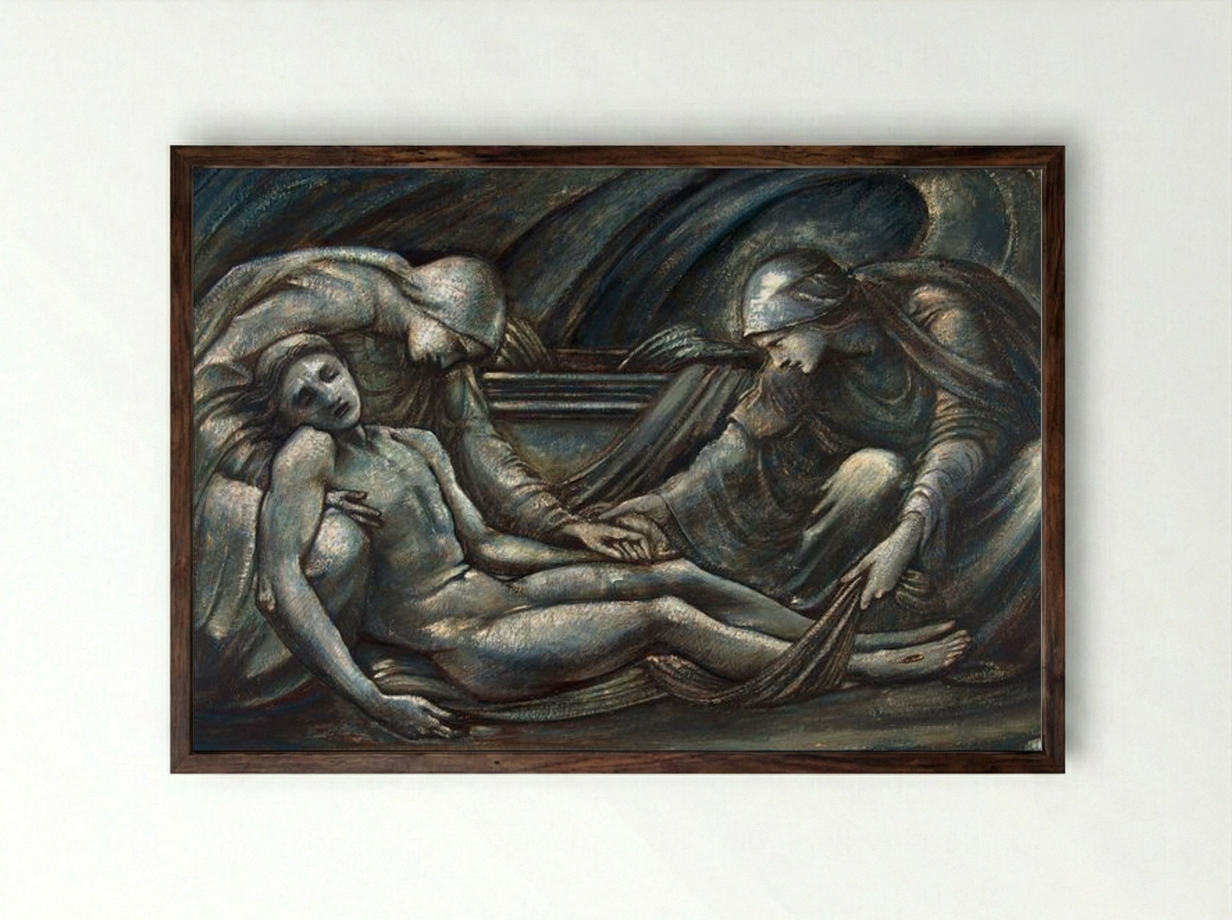 The Entombment - Edward Burne-Jones - Framed Print Dark Wood