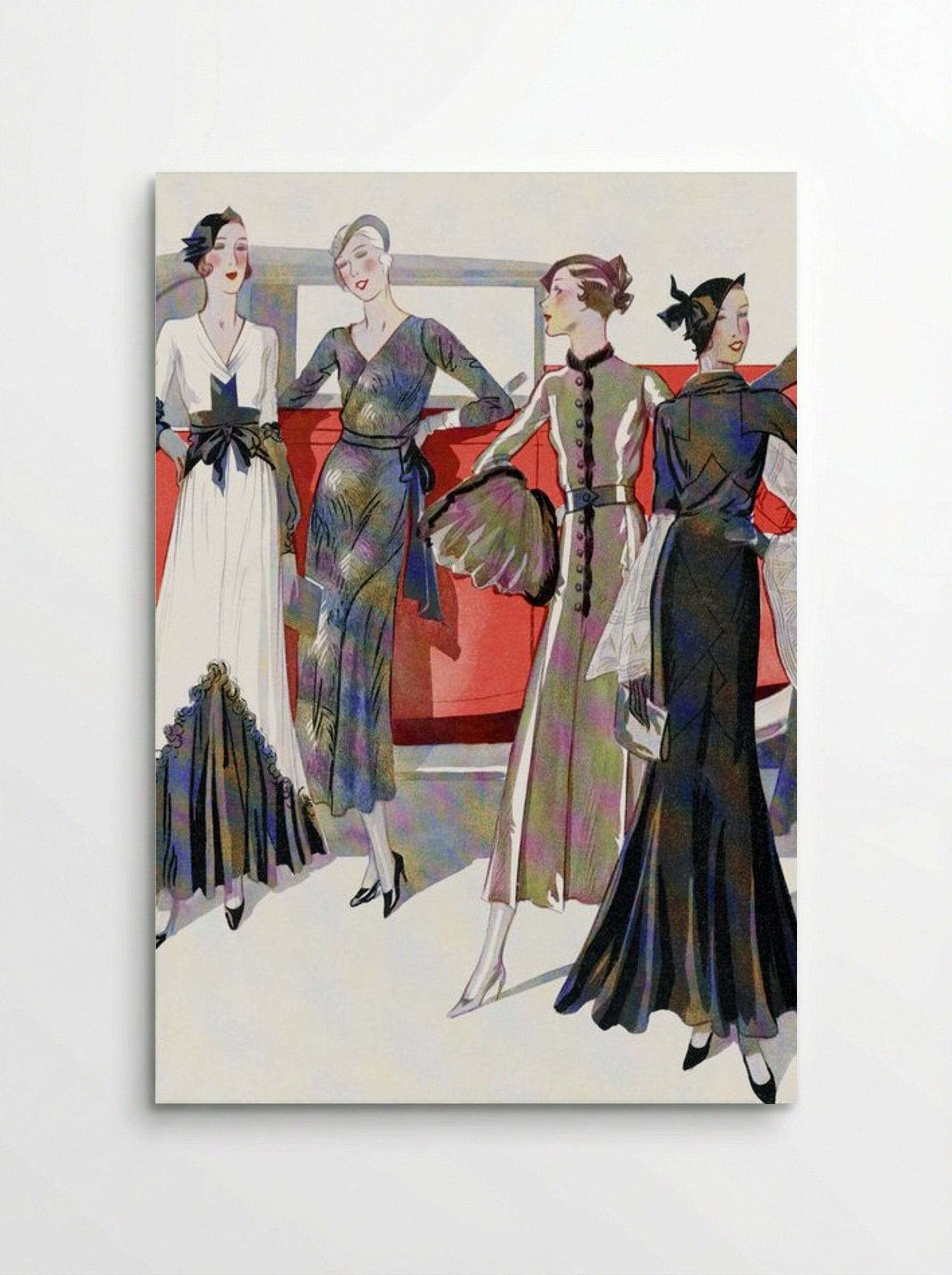 Four Women by a Car - Worth, Martial et Armand, and Dupouy-Magnin - Poster