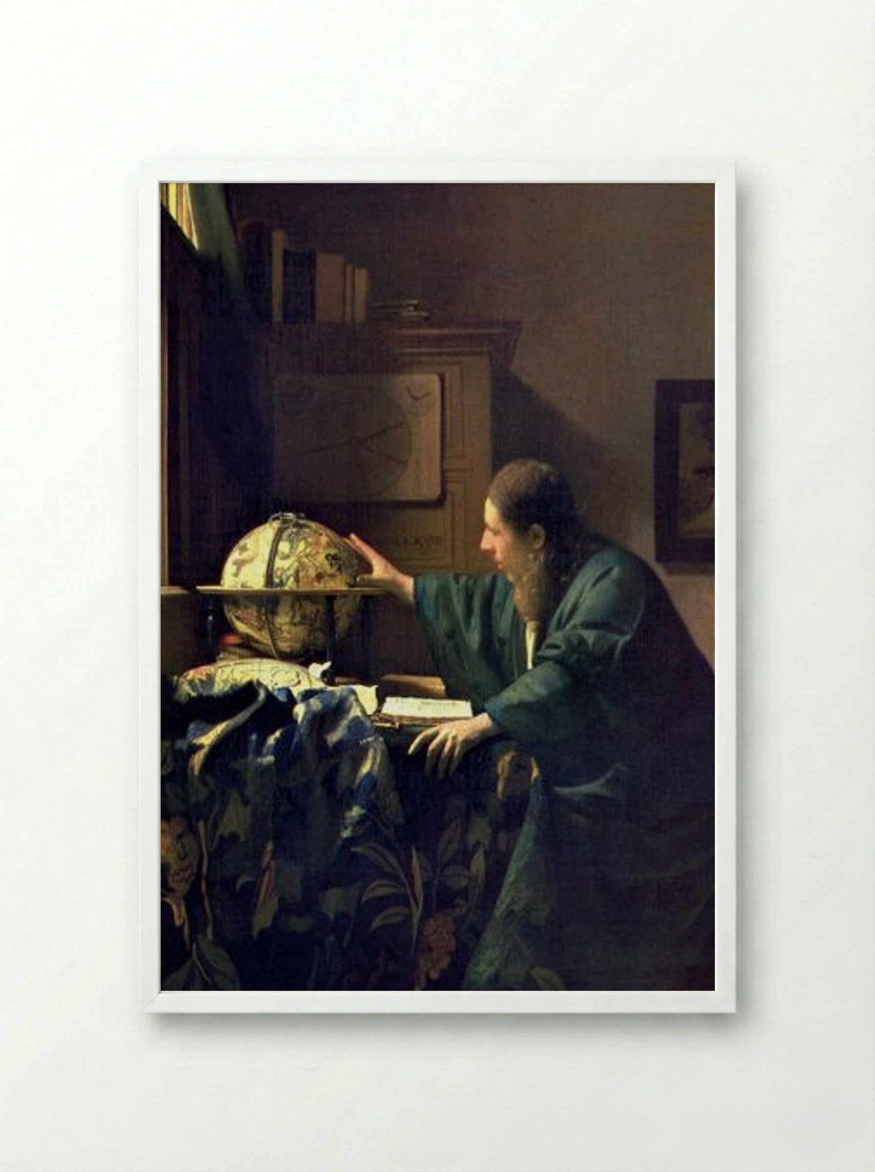 The Astronomer - Johannes Vermeer - Framed Print White