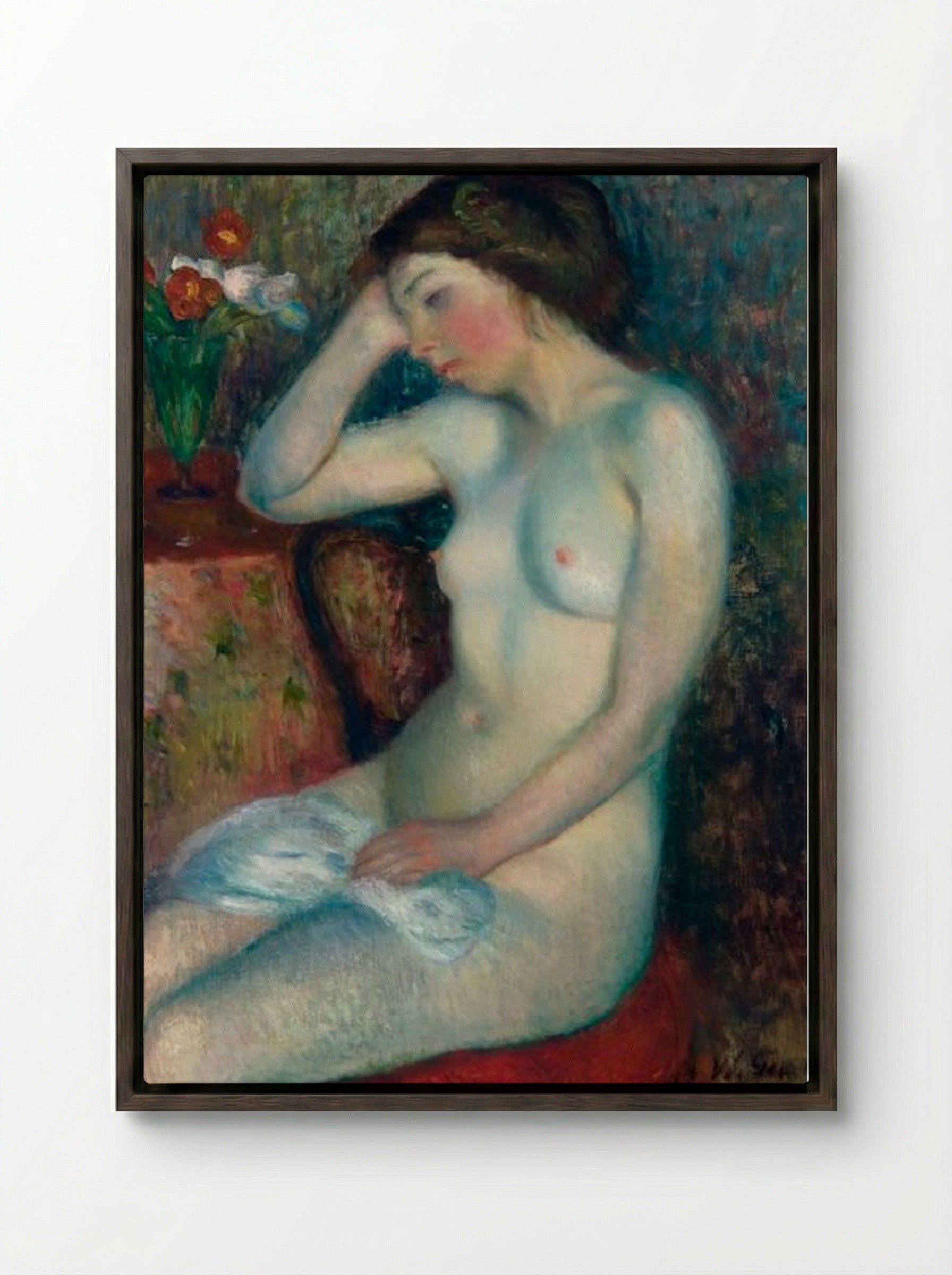 Sleeping Girl - William James Glackens - Framed Canvas Dark Wood