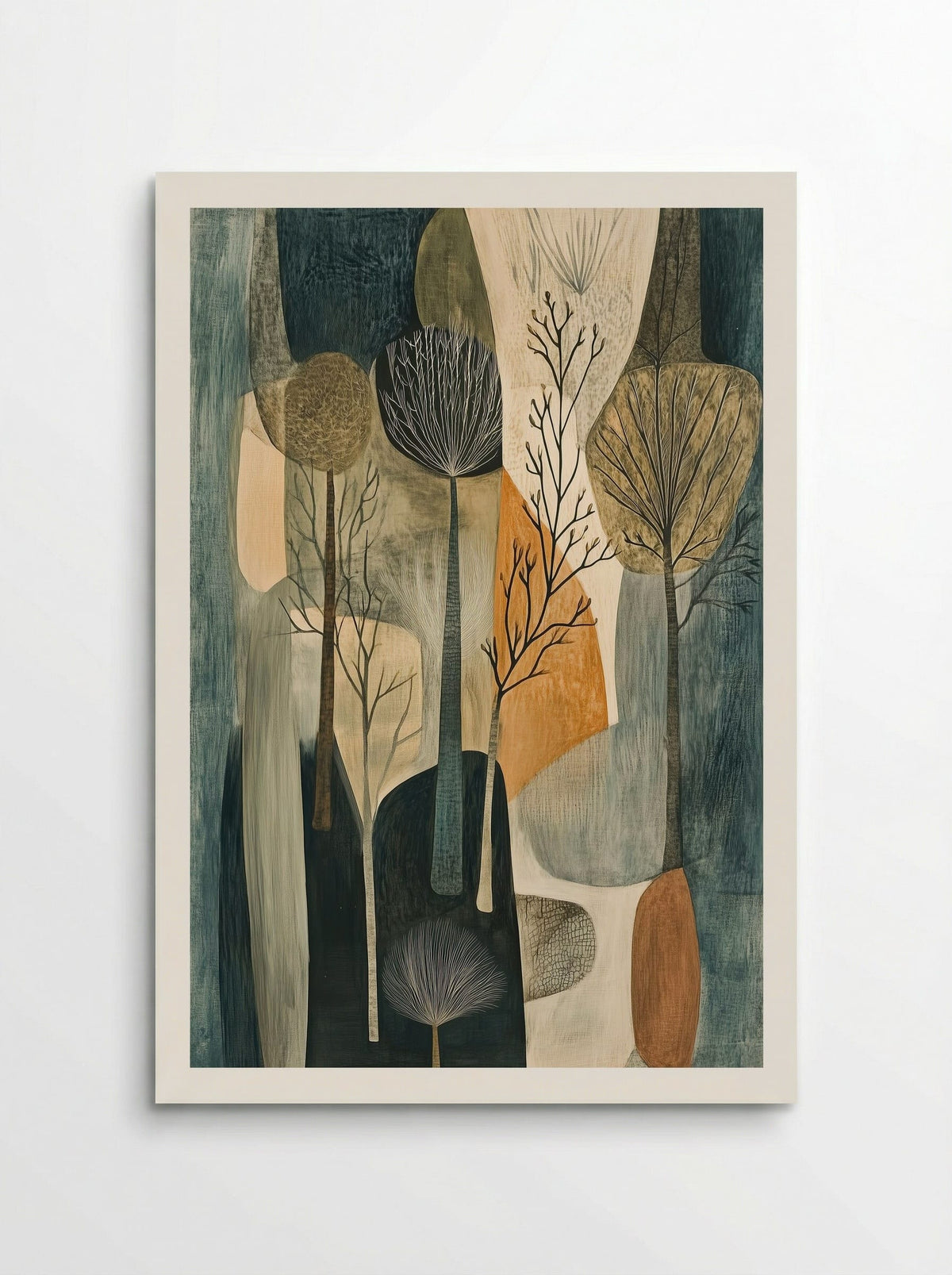 Still Grove – Modern Woodland Silhouette in Earth Tones - Poster