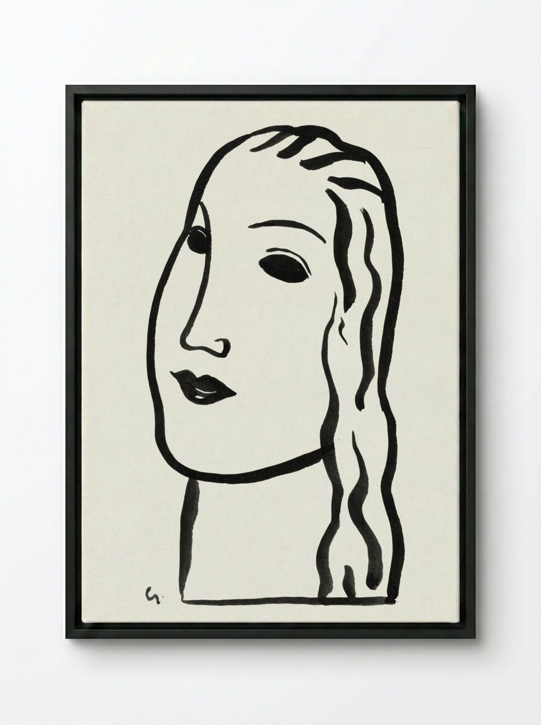 Woman's Head - Leo Gestel - Framed Canvas Black