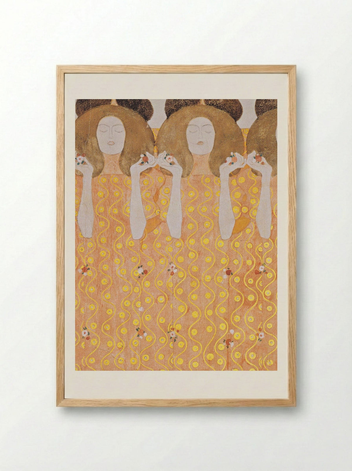 Detail from Beethoven Frieze: The Yearning for Happiness of Mankind - Gustav Klimt - Framed Print Wood