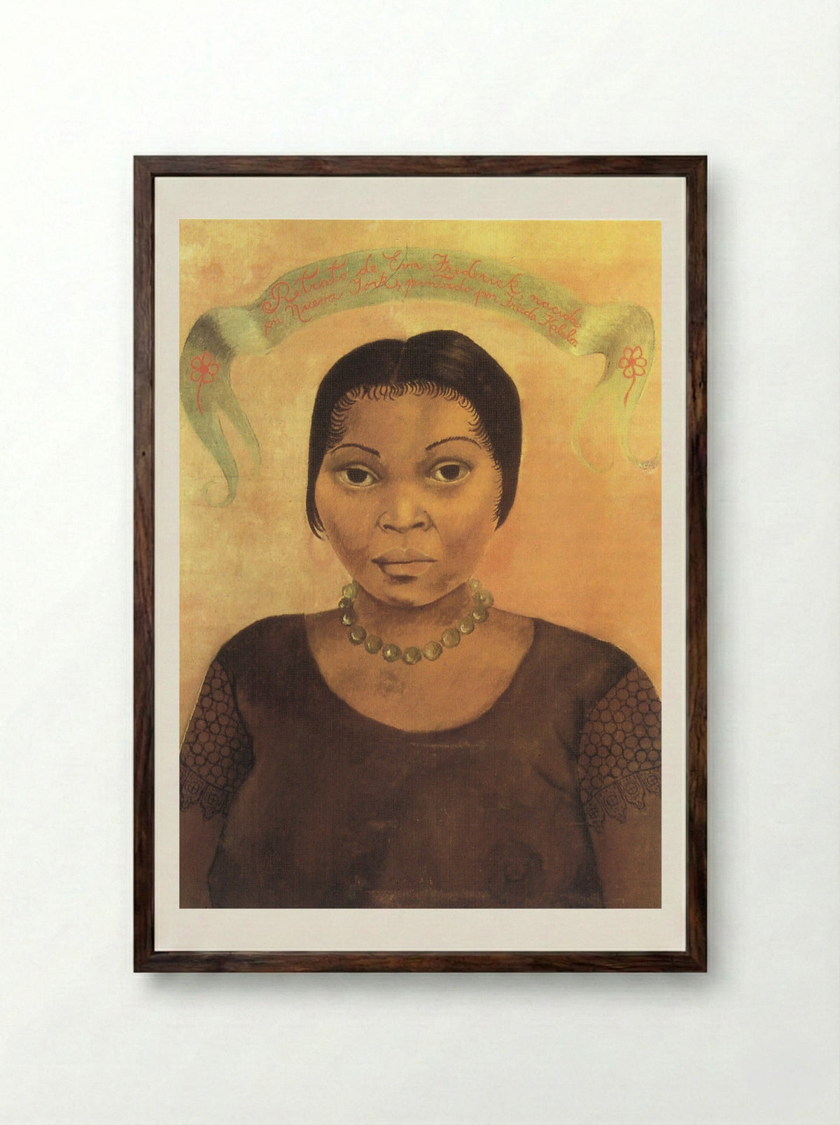 Portrait of Eva Frederick - Frida Kahlo - Framed Print Dark Wood