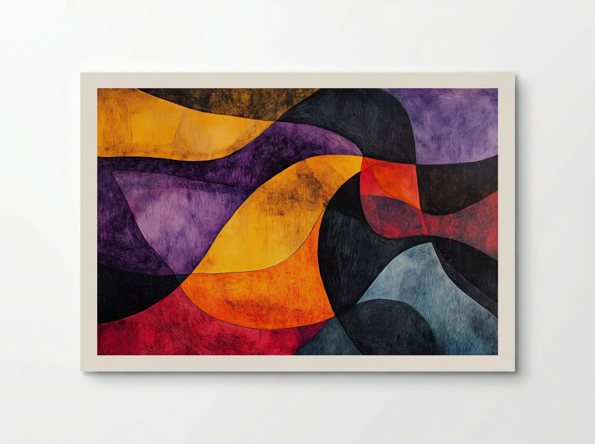 Molten Rhythm – Bold Abstract Waves in Crimson, Violet and Gold - Poster