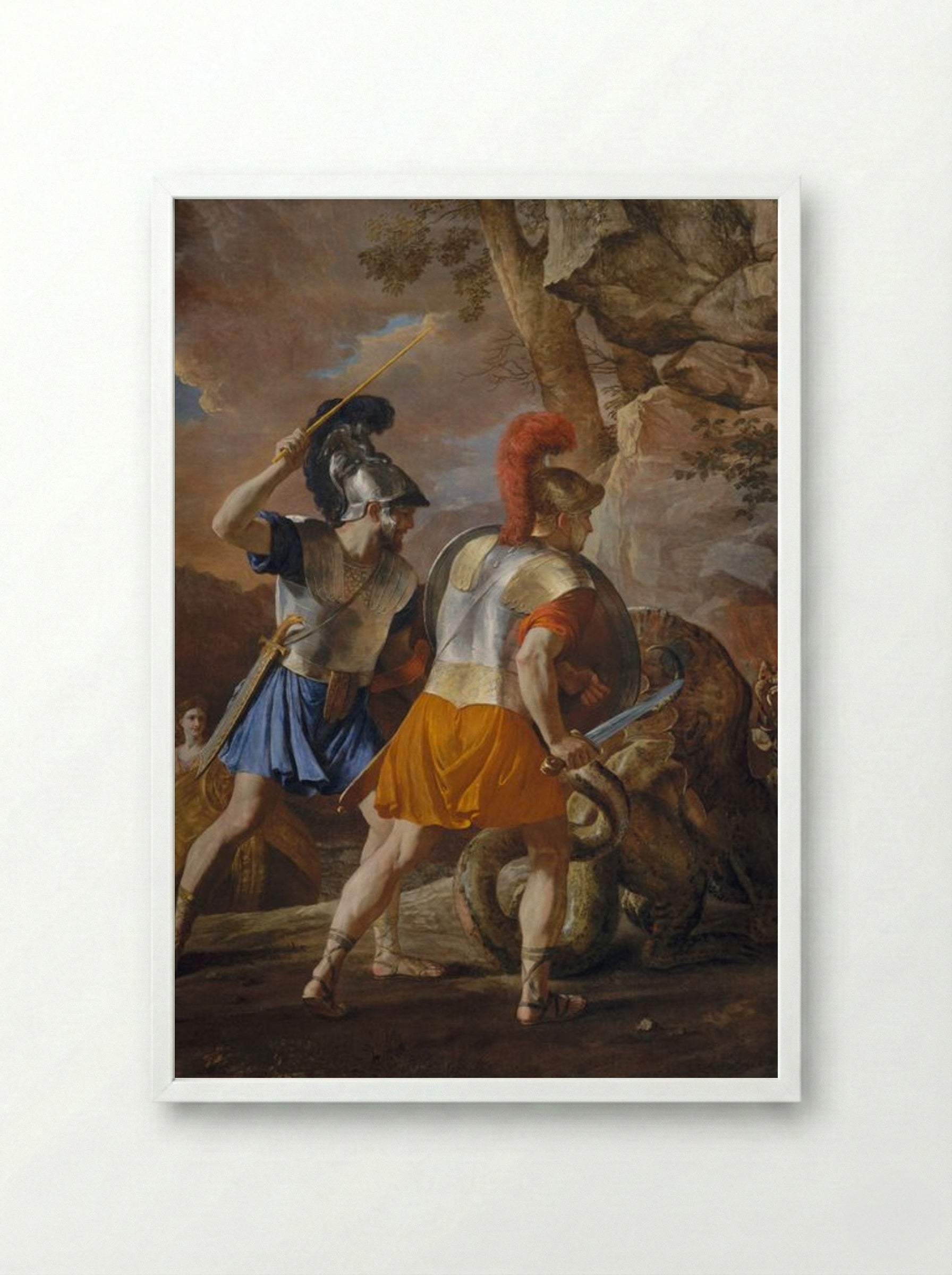 The Companions of Rinaldo - Jean-Honoré Fragonard - Framed Print White