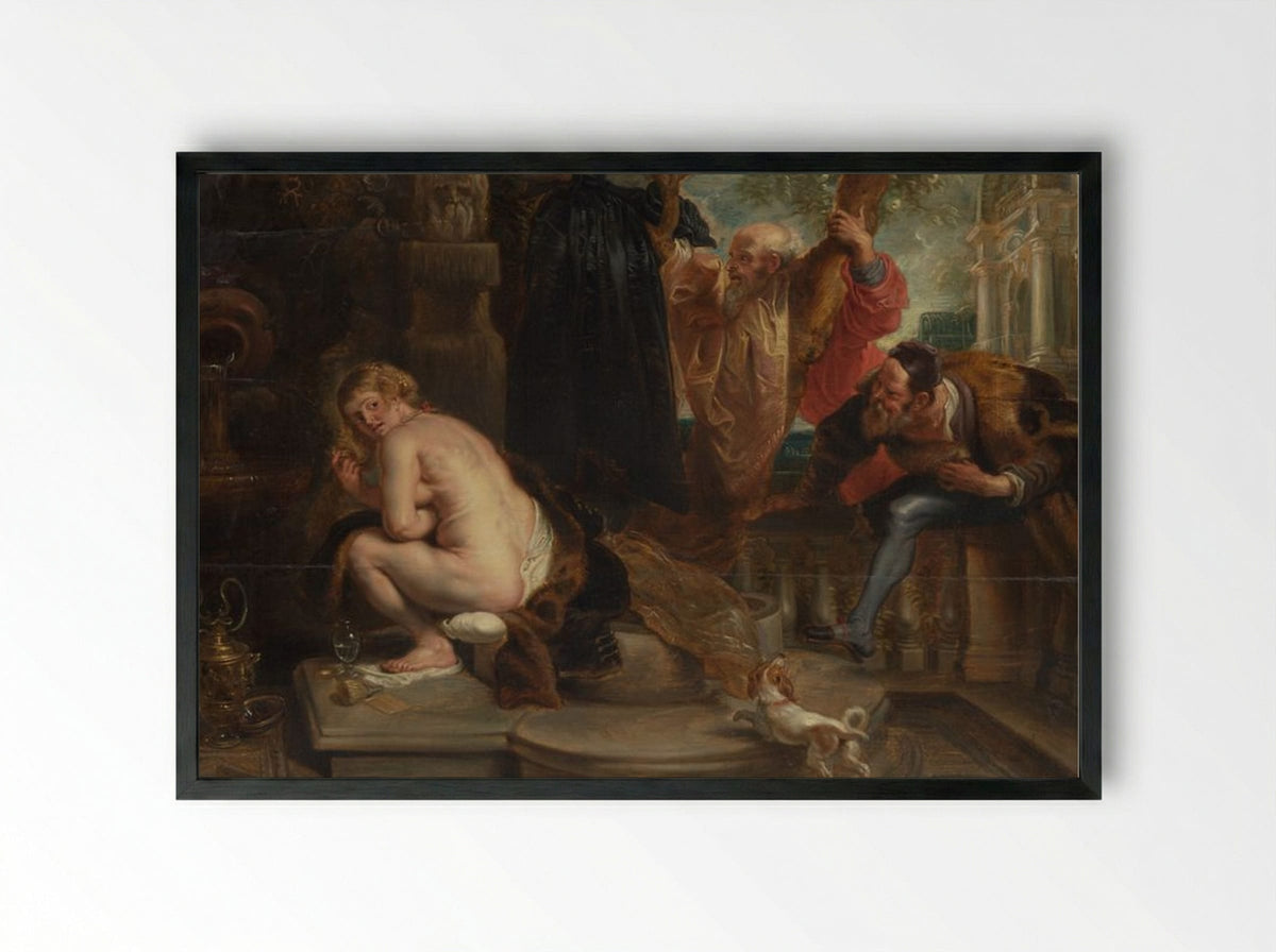 Susanna and the Elders - Peter Paul Rubens - Framed Print Black