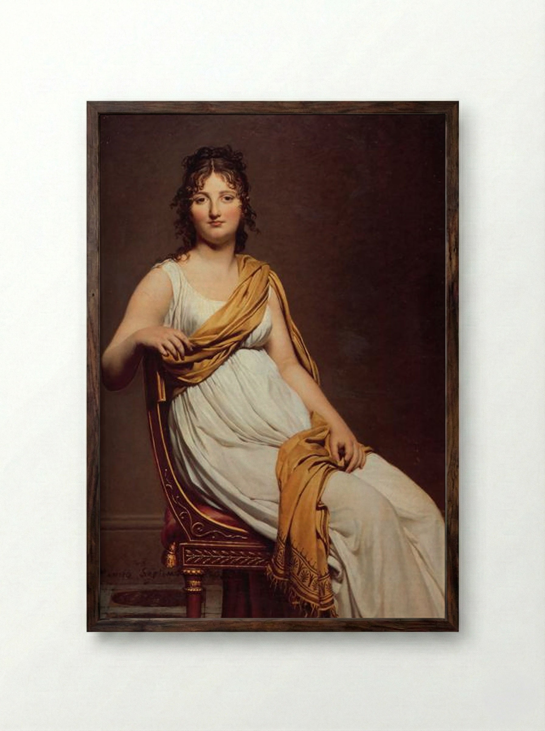 Portrait of Madame Raymond de Verninac - Jacques-Louis David - Framed Print Dark Wood