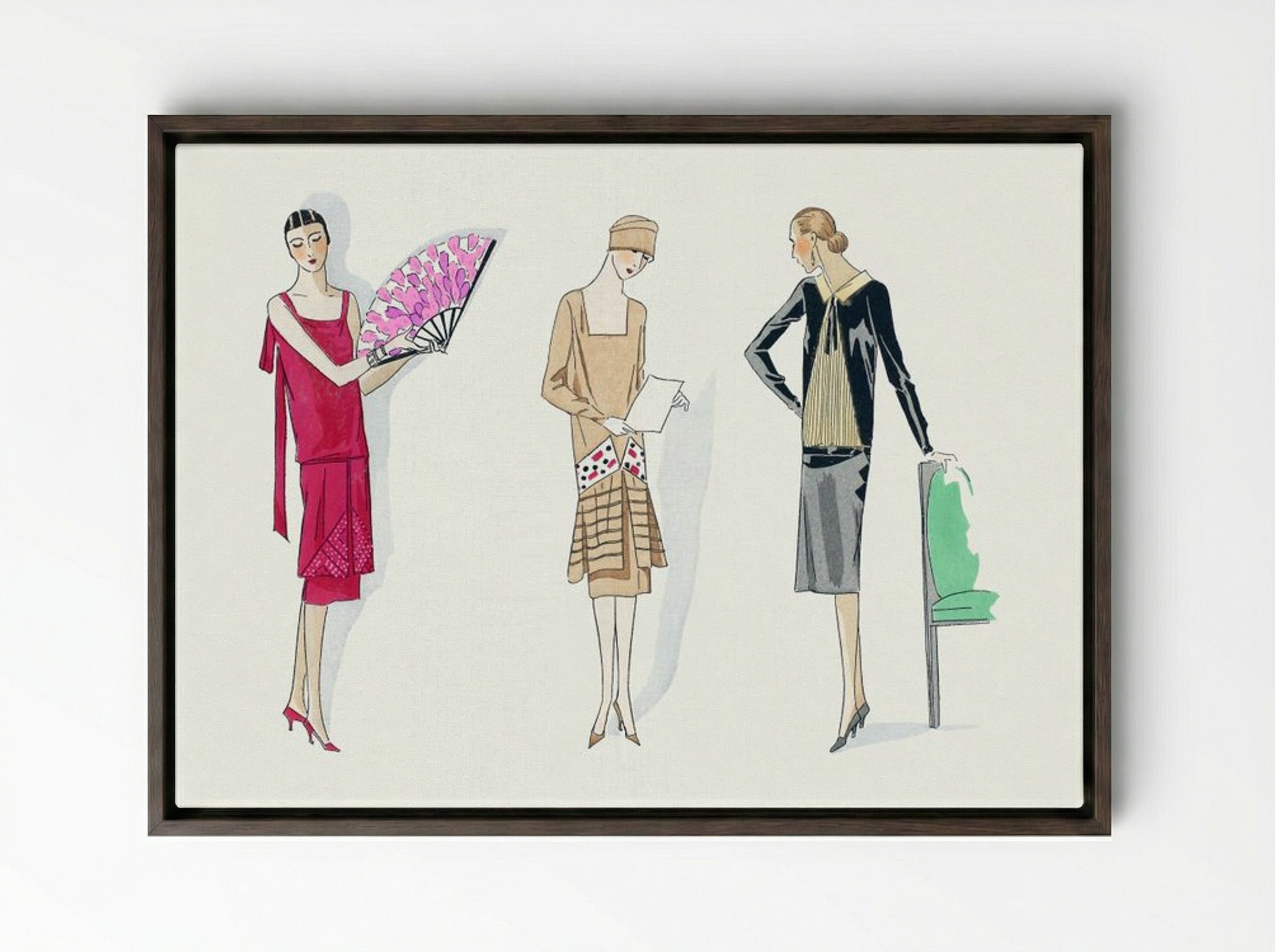 Three Dresses, 1926 - Bernard et Armand - Framed Canvas Dark Wood