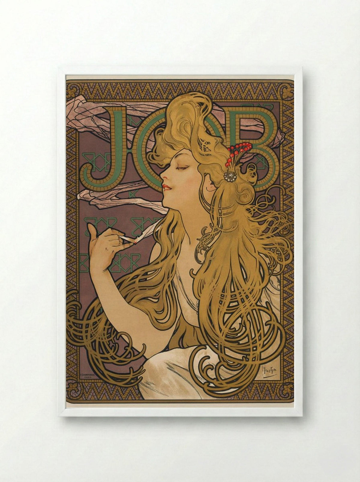 Job - Alphonse Mucha - Framed Print White