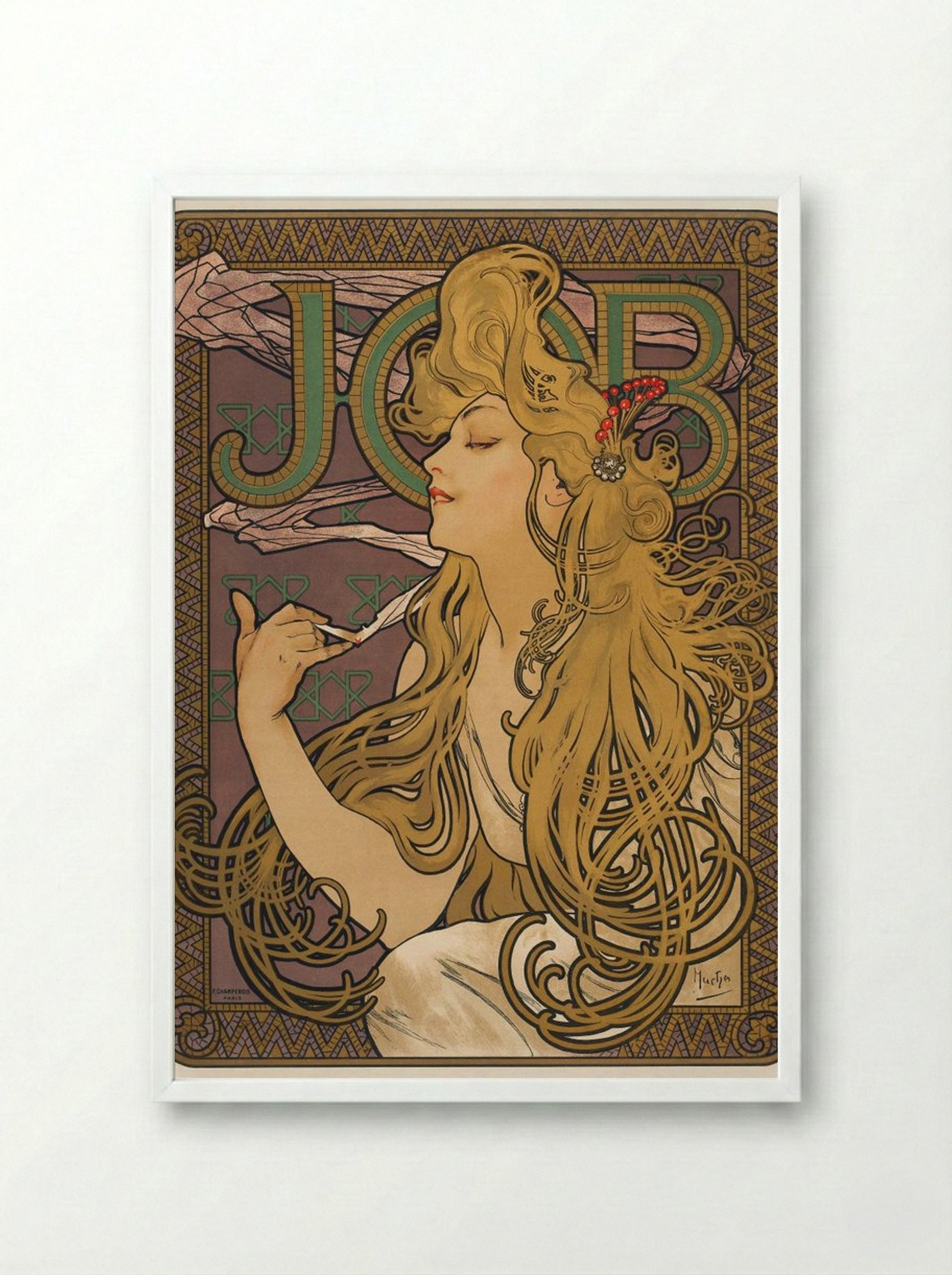 Job - Alphonse Mucha - Framed Print White