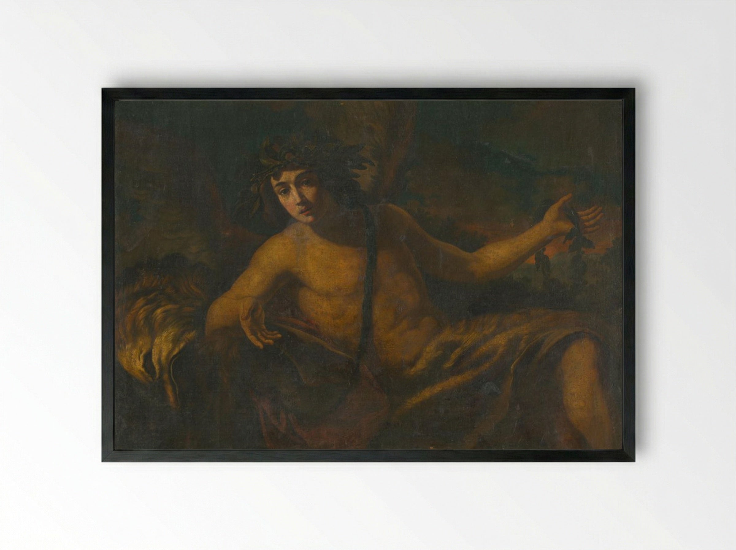 Reclining Bacchus - Fine Art Print - Framed Print Black