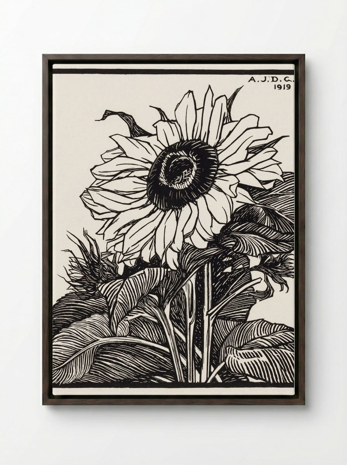 Sunflower - Julie de Graag - Framed Canvas Dark Wood