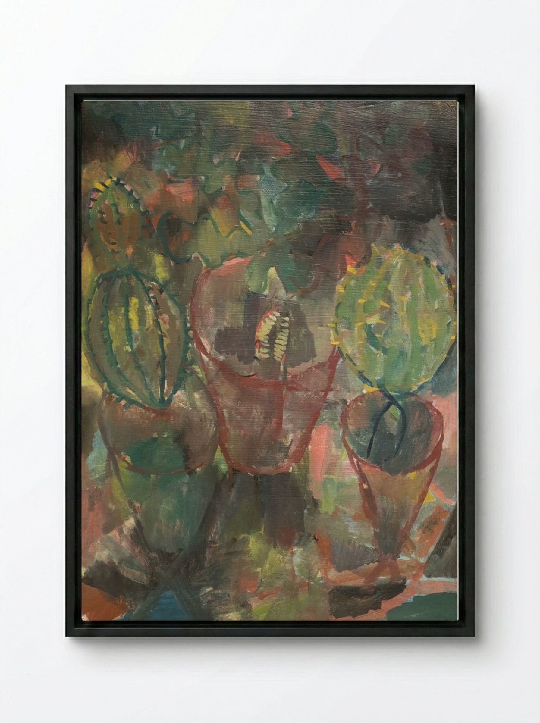 Kakteen - Paul Klee - Framed Canvas Black