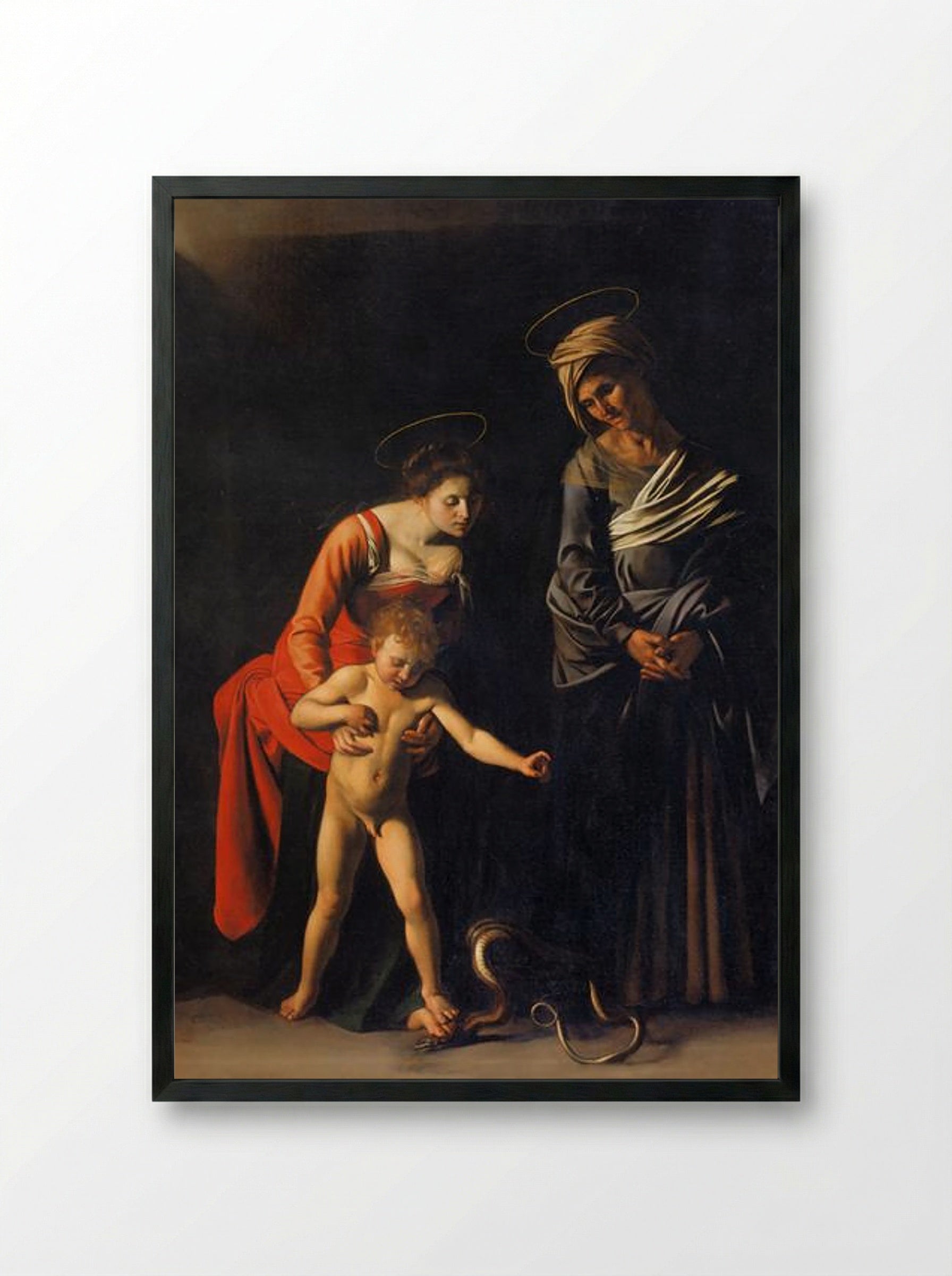 Madonna and Child with St. Anne - Caravaggio - Framed Print Black