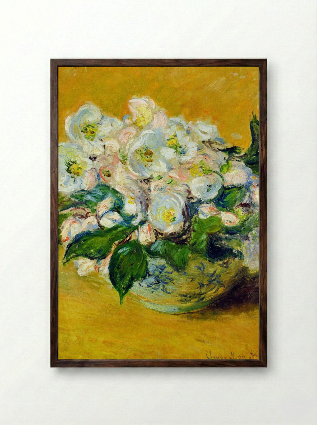 Christmas Roses - Claude Monet - Framed Print Dark Wood