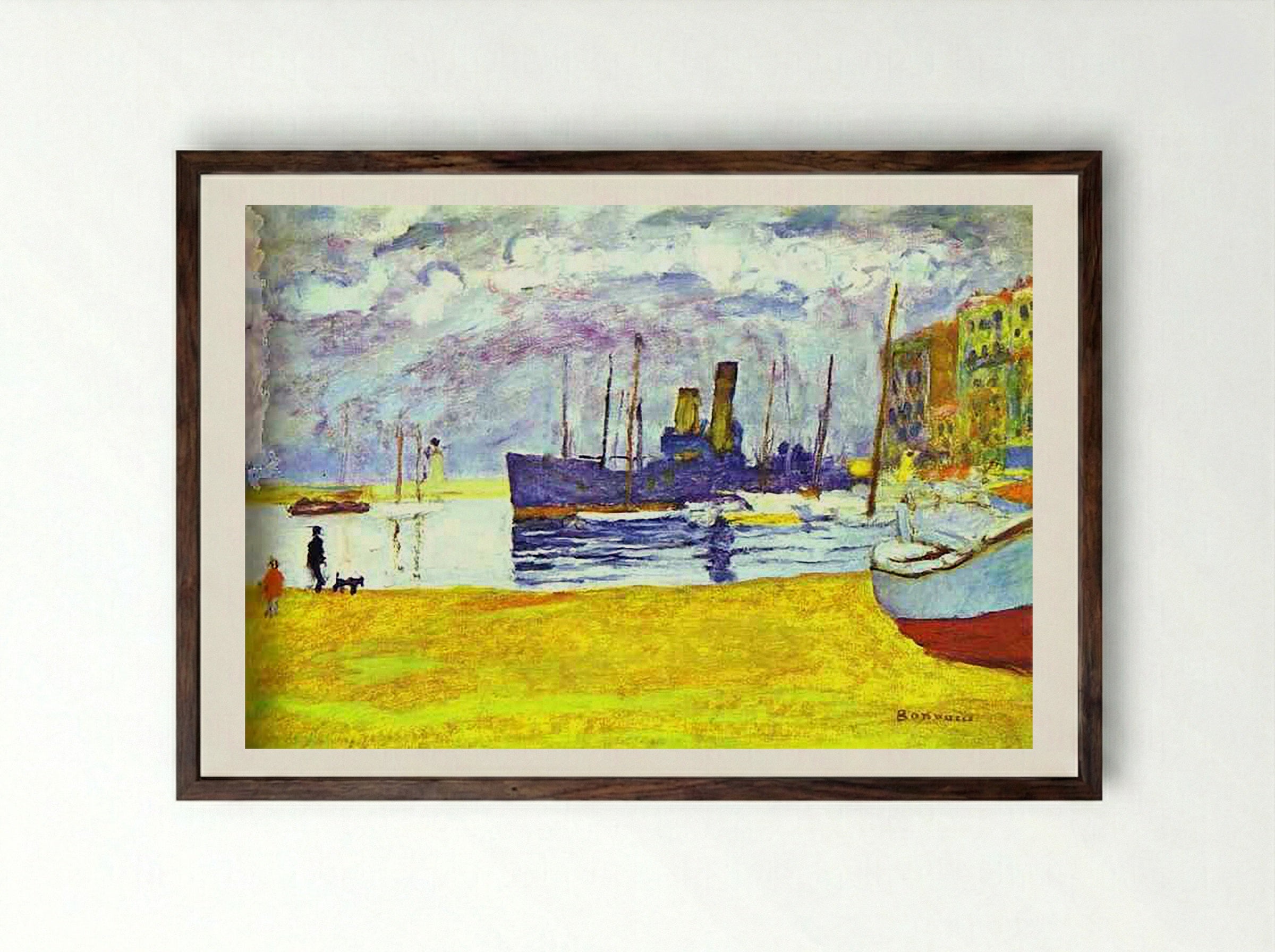 The Port of Cannes - Pierre Bonnard - Framed Print Dark Wood