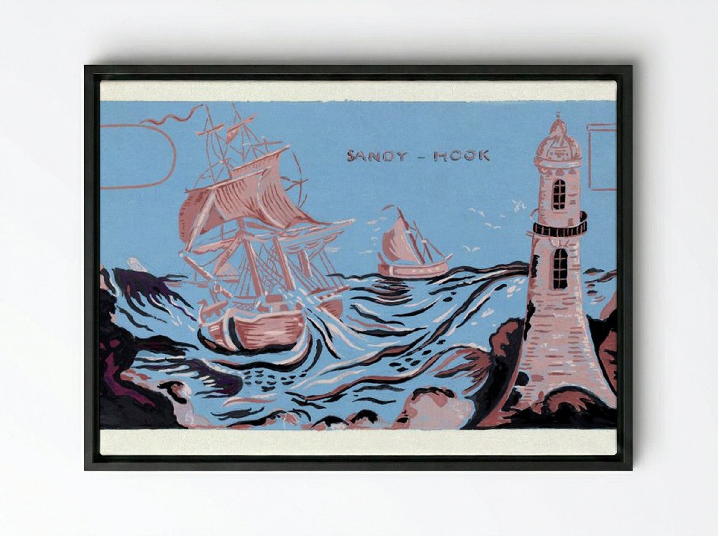 Bandbox Design: Sandy Hook - Selma Sandler - Framed Canvas Black