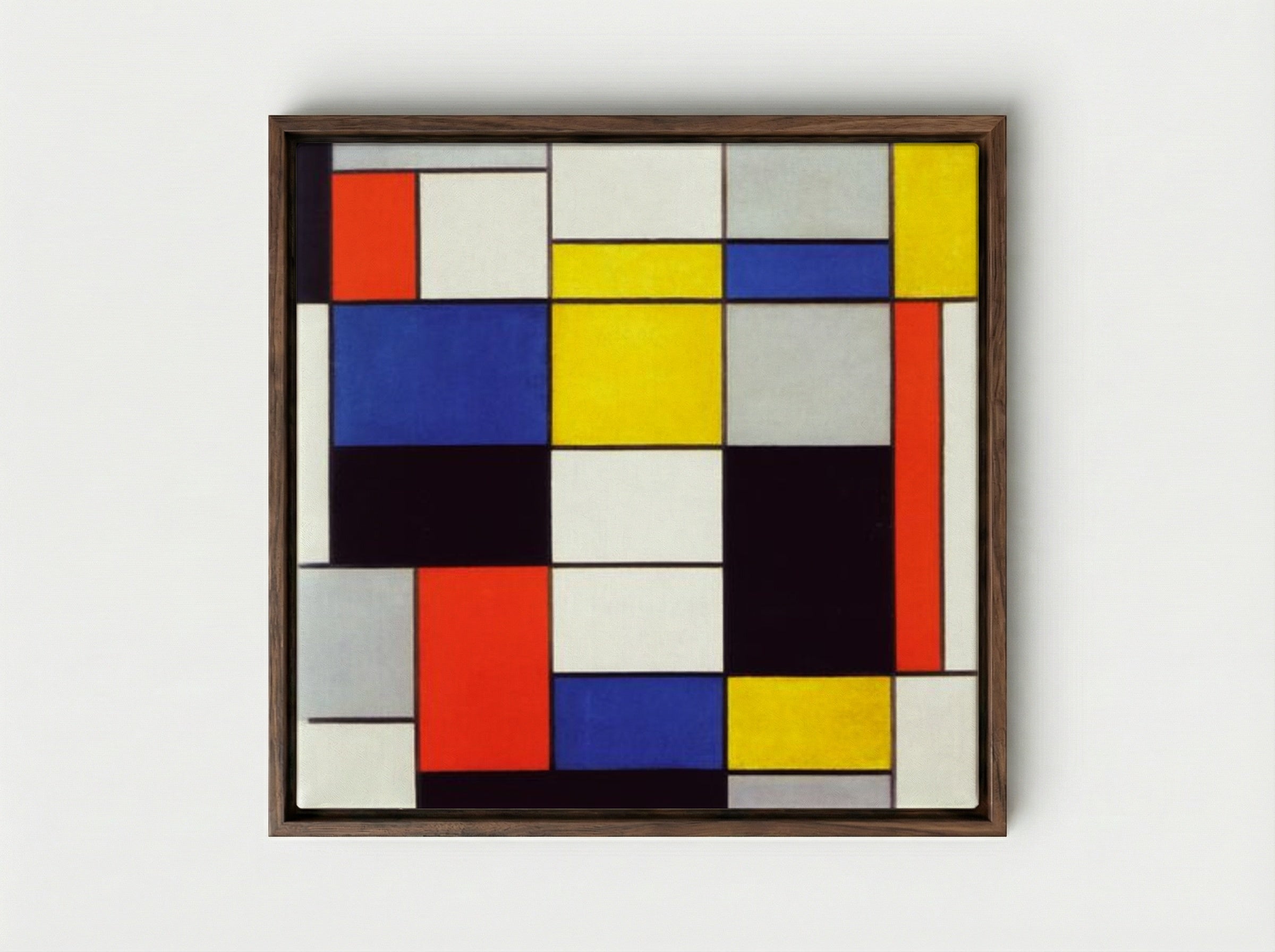 Composition A - Piet Mondrian - Framed Canvas Dark Wood