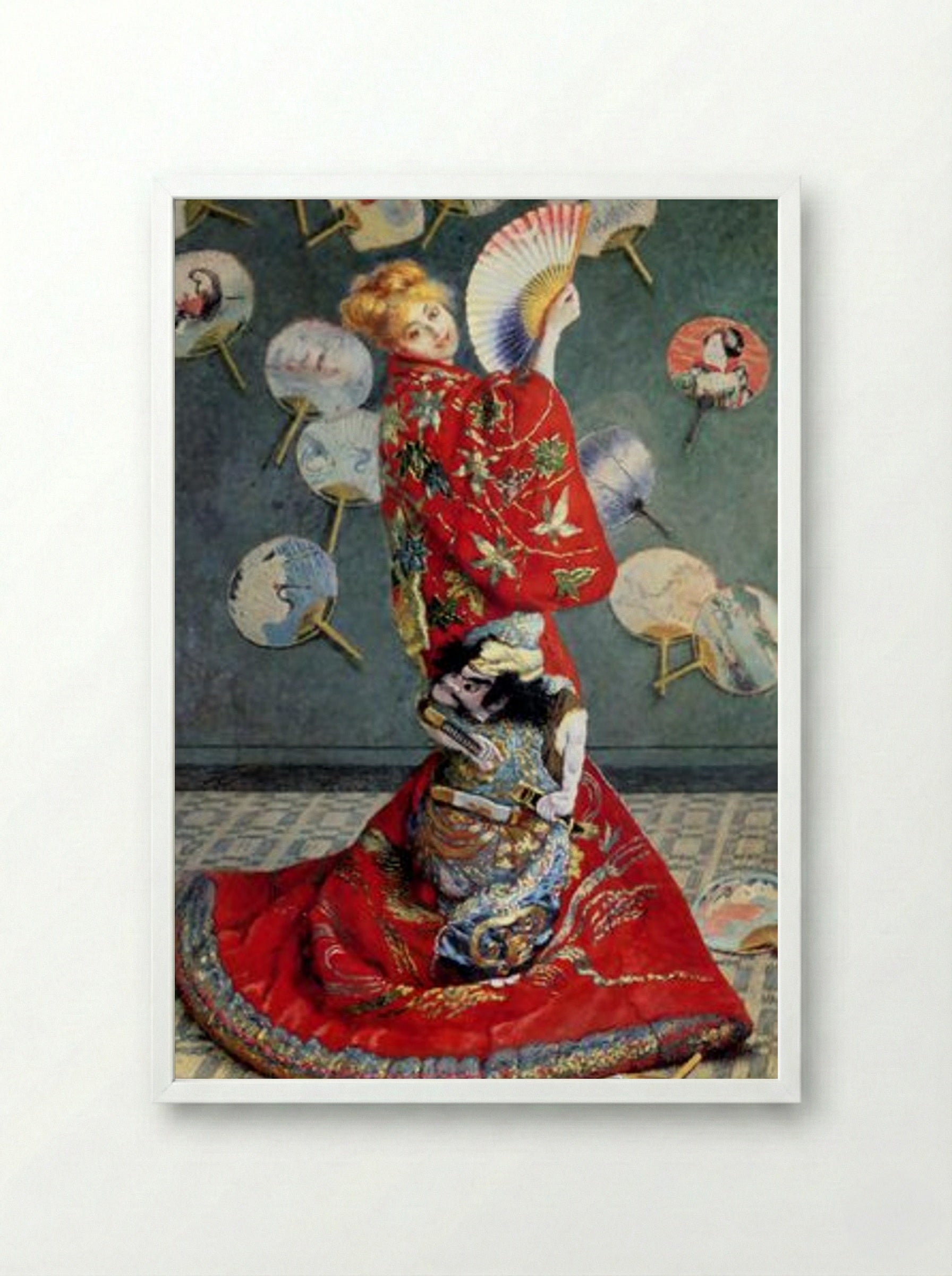 Camille Monet in Japanese Costume - Claude Monet - Framed Print White