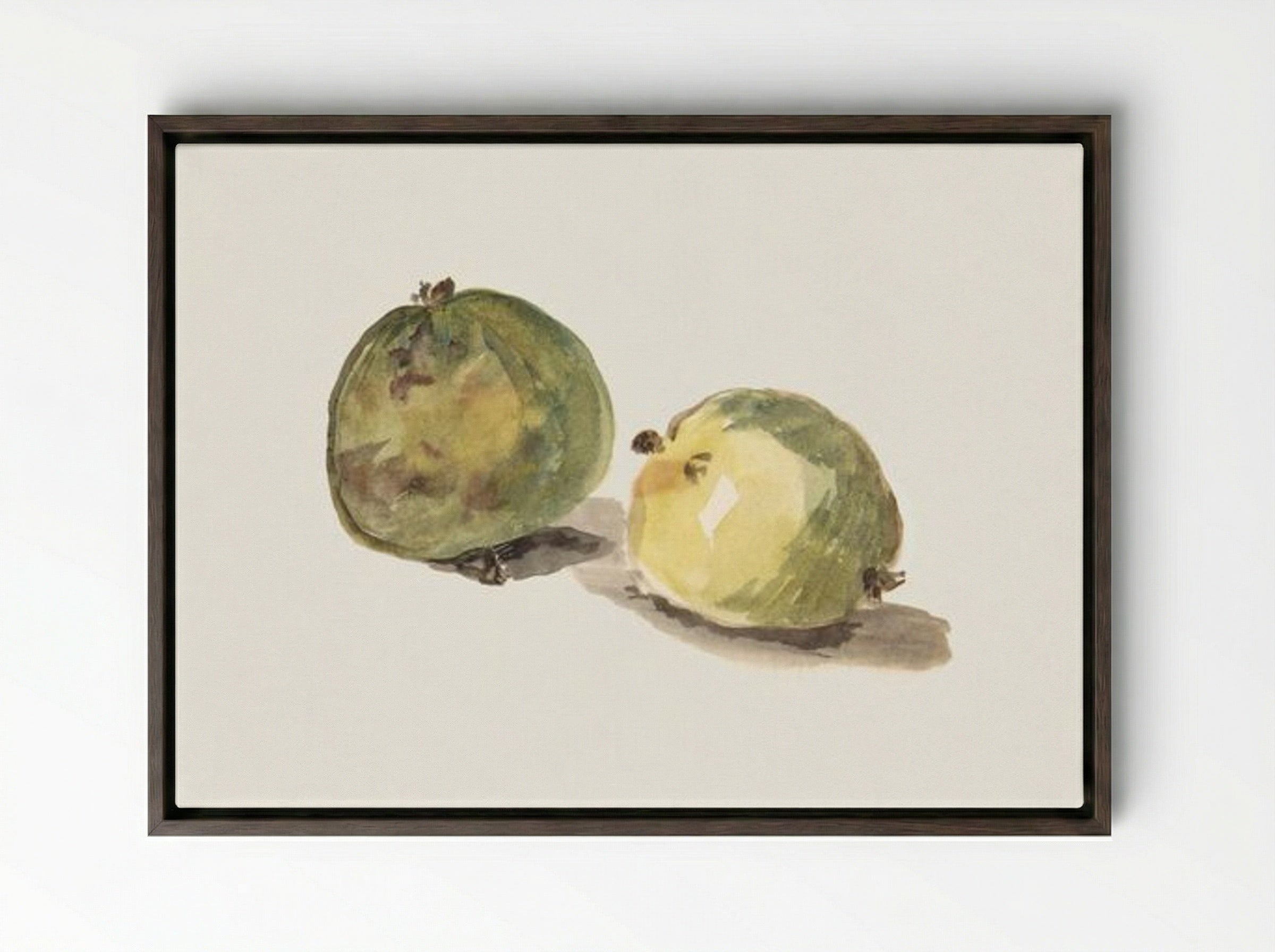 A Letter to Eugène Maus, Decorated with Two Apples - Édouard Manet - Framed Canvas Dark Wood