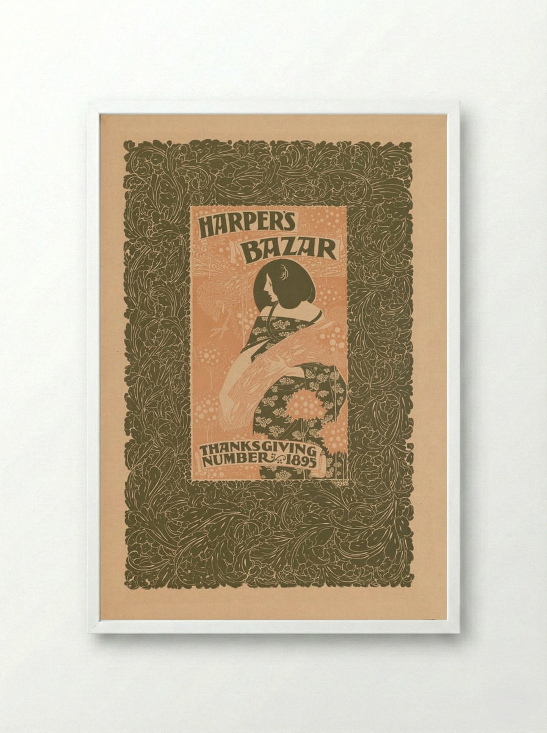 Harper's Bazar, Thanksgiving Number, 1895 - Will H. Bradley - Framed Print White