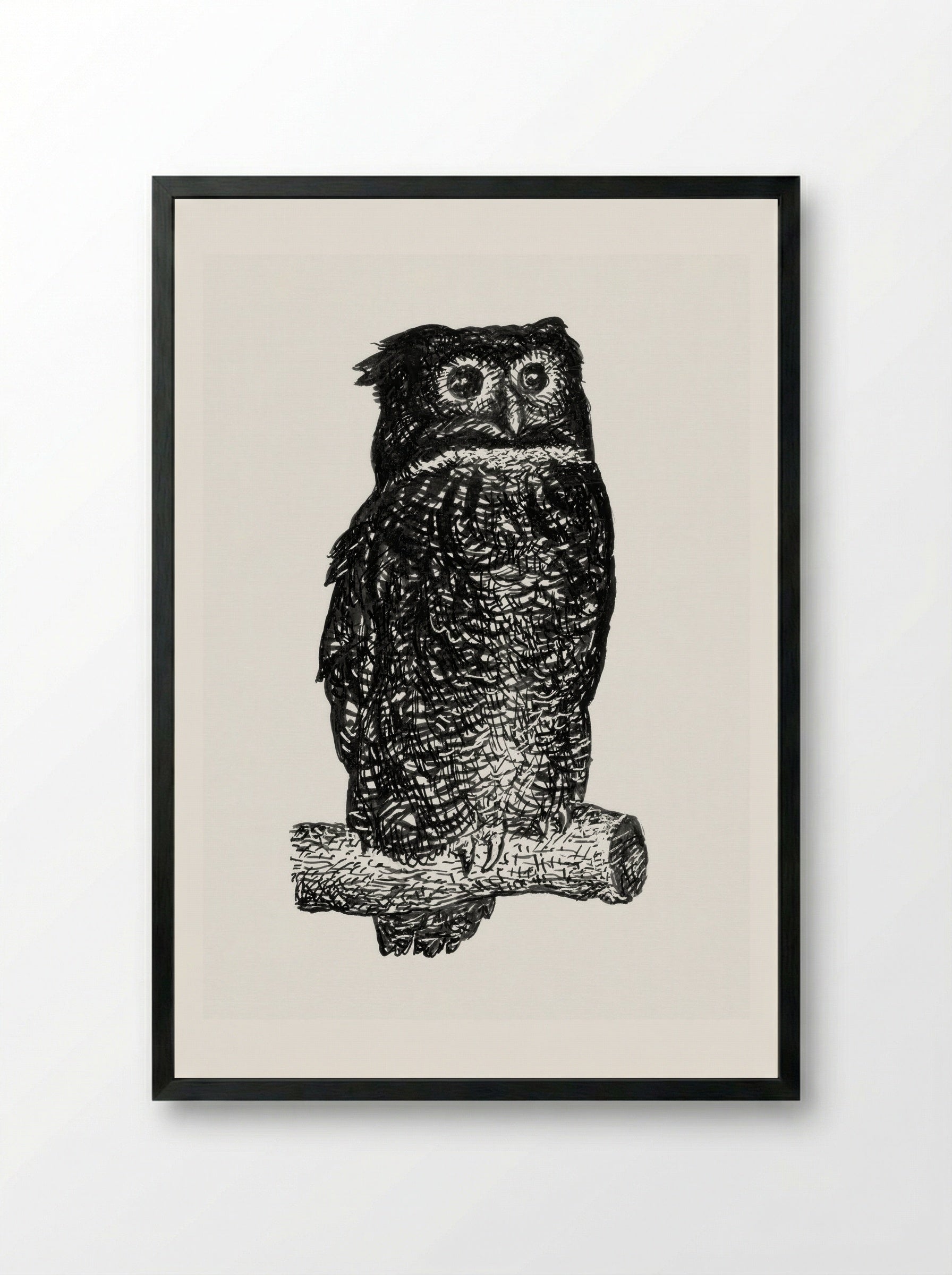 Owl - Leo Gestel - Framed Print Black