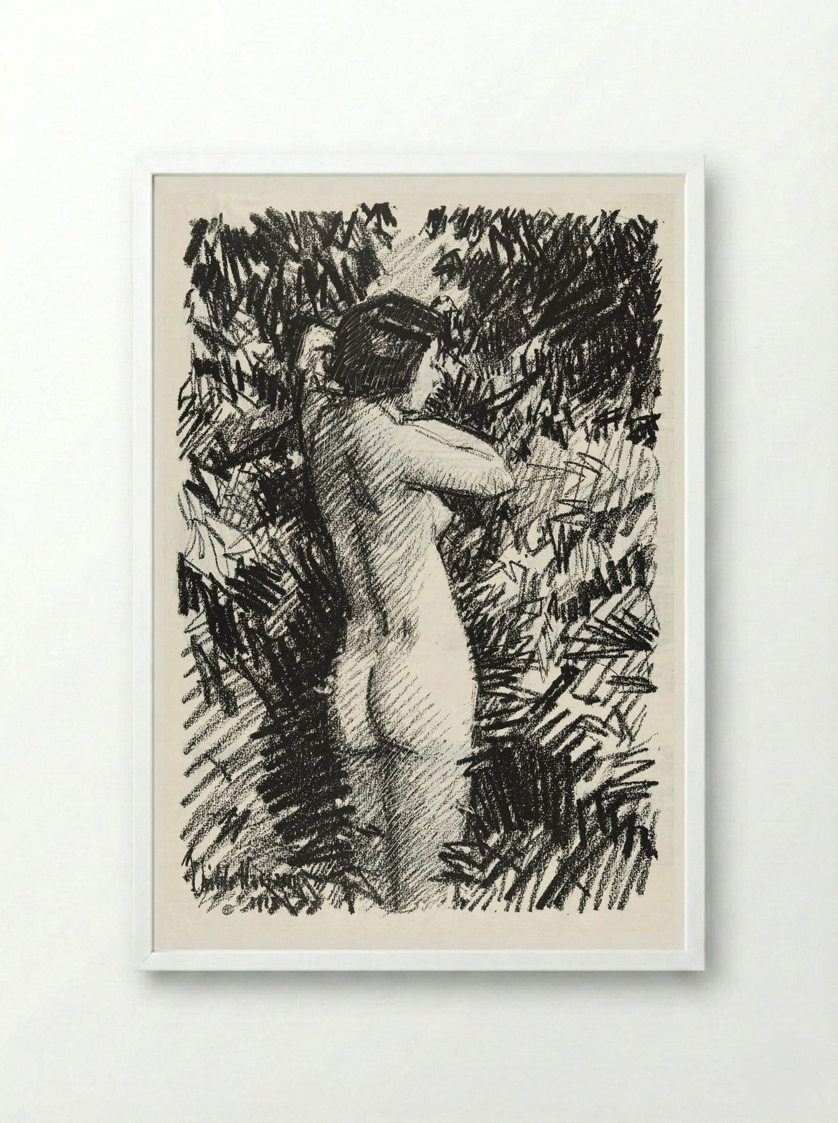 Nude in Landscape - Childe Hassam - Framed Print White