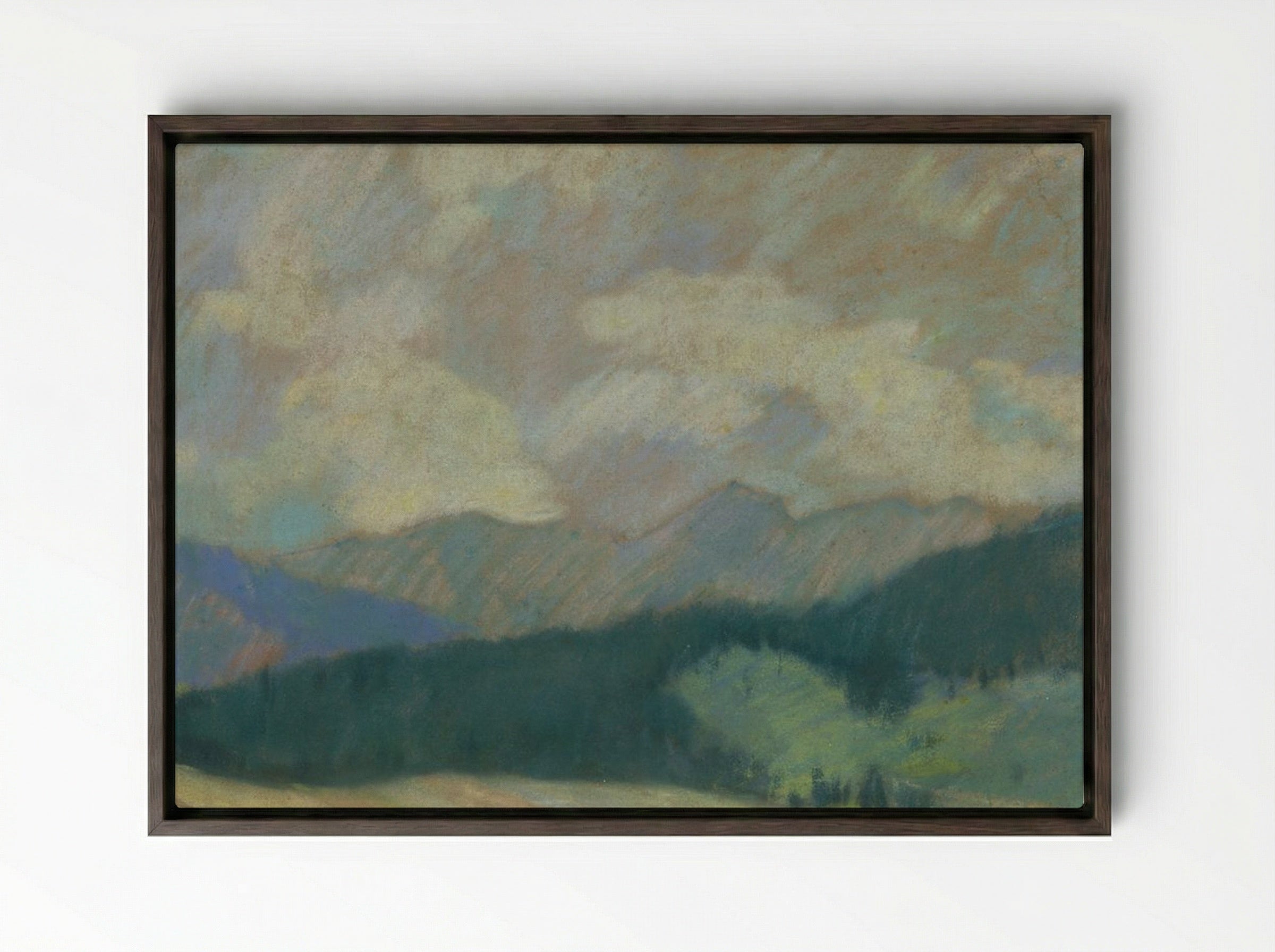 Mountain Landscape - Zolo Palugyay - Framed Canvas Dark Wood
