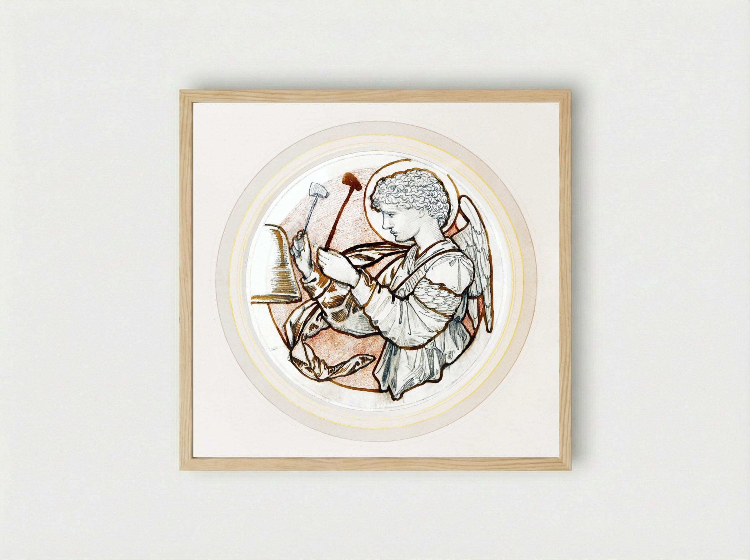 Angel Playing on Bells - Edward Burne-Jones - Framed Print Wood