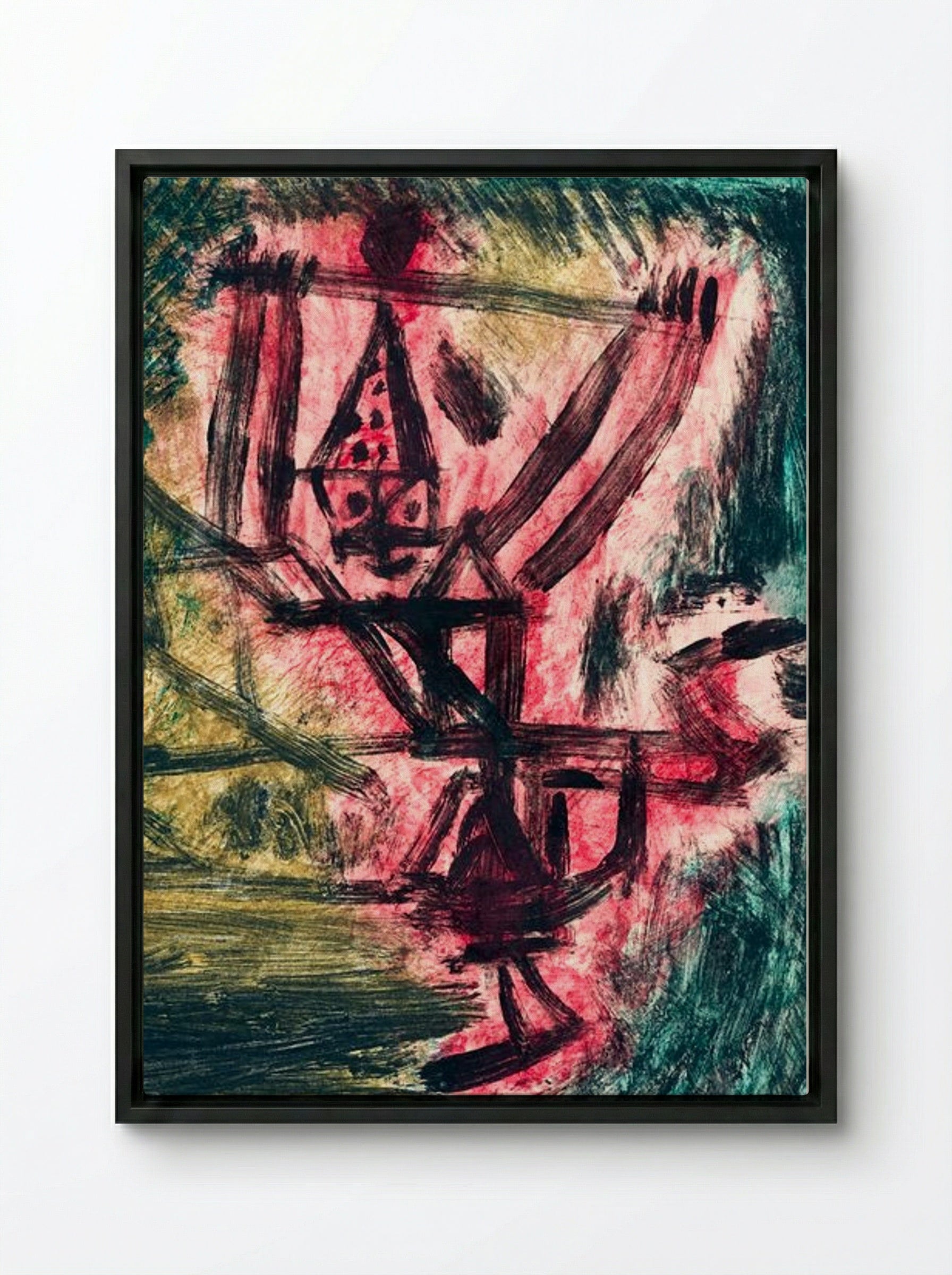 Feuer-Clown I (Fire Clown) - Paul Klee - Framed Canvas Black