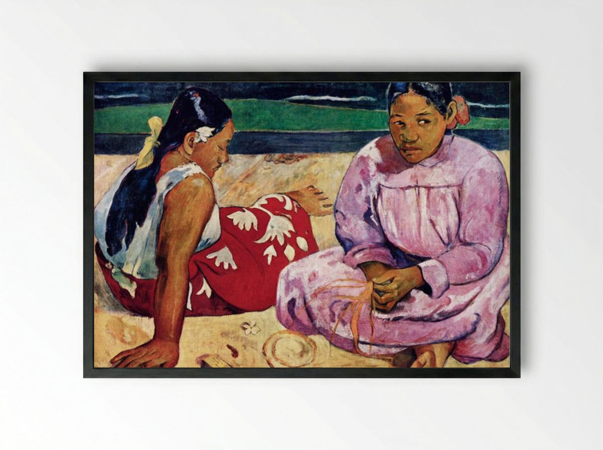 Tahitian Women on the Beach - Paul Gauguin - Framed Print Black