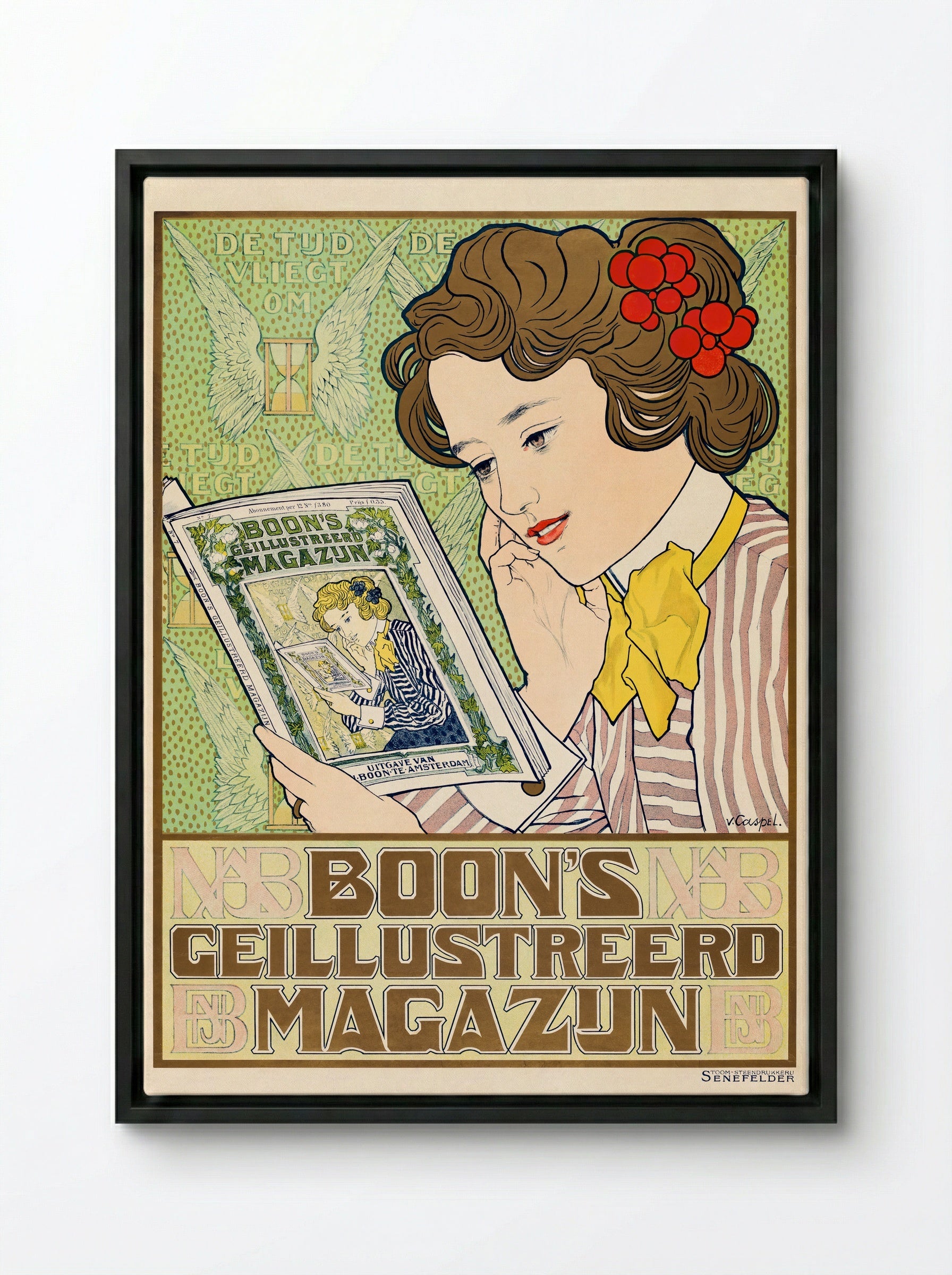 Affiche voor Boon's Geïllustreerd Magazijn - Johann Georg van Caspel - Framed Canvas Black
