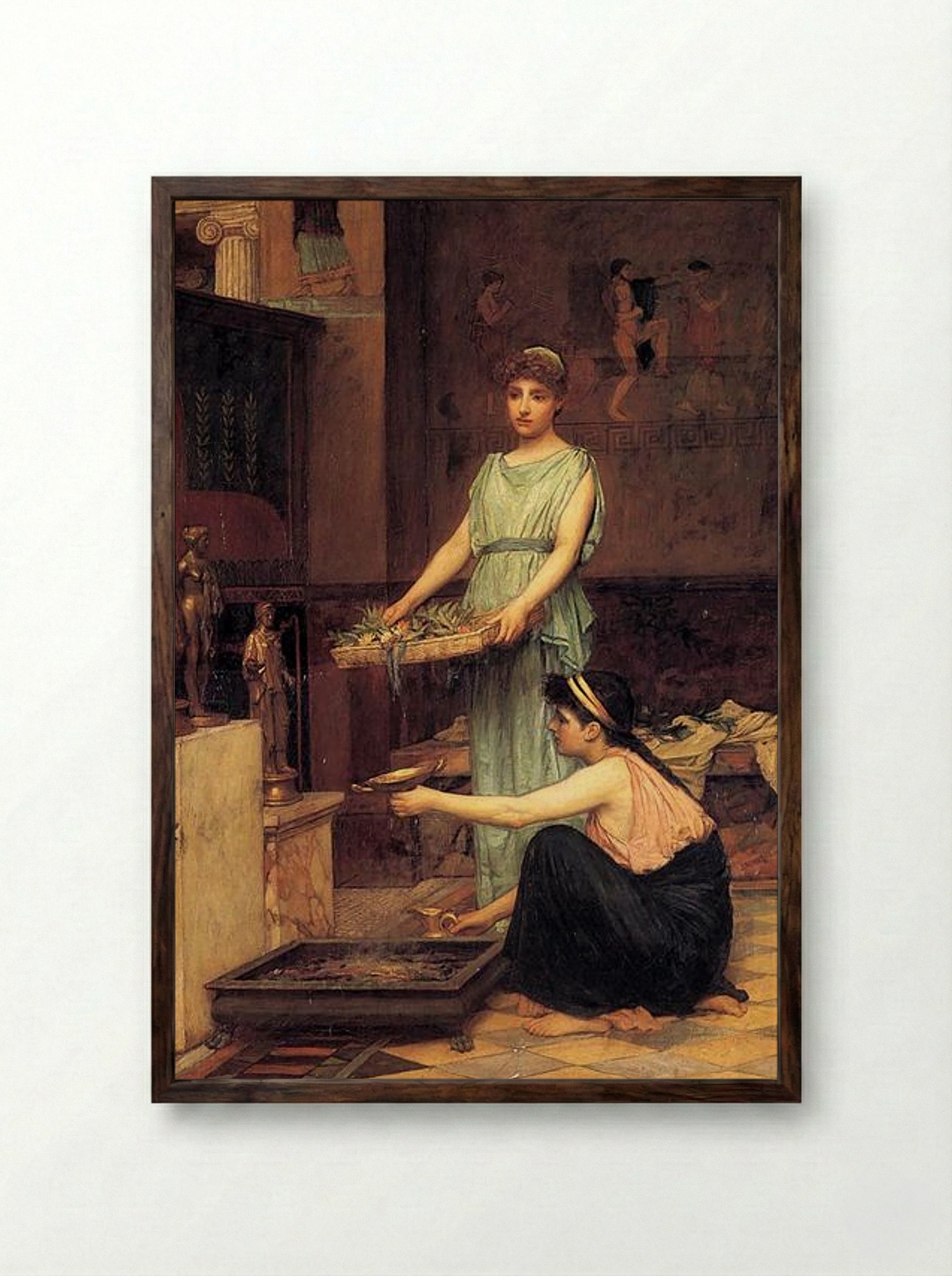 The Household Gods - John William Waterhouse - Framed Print Dark Wood