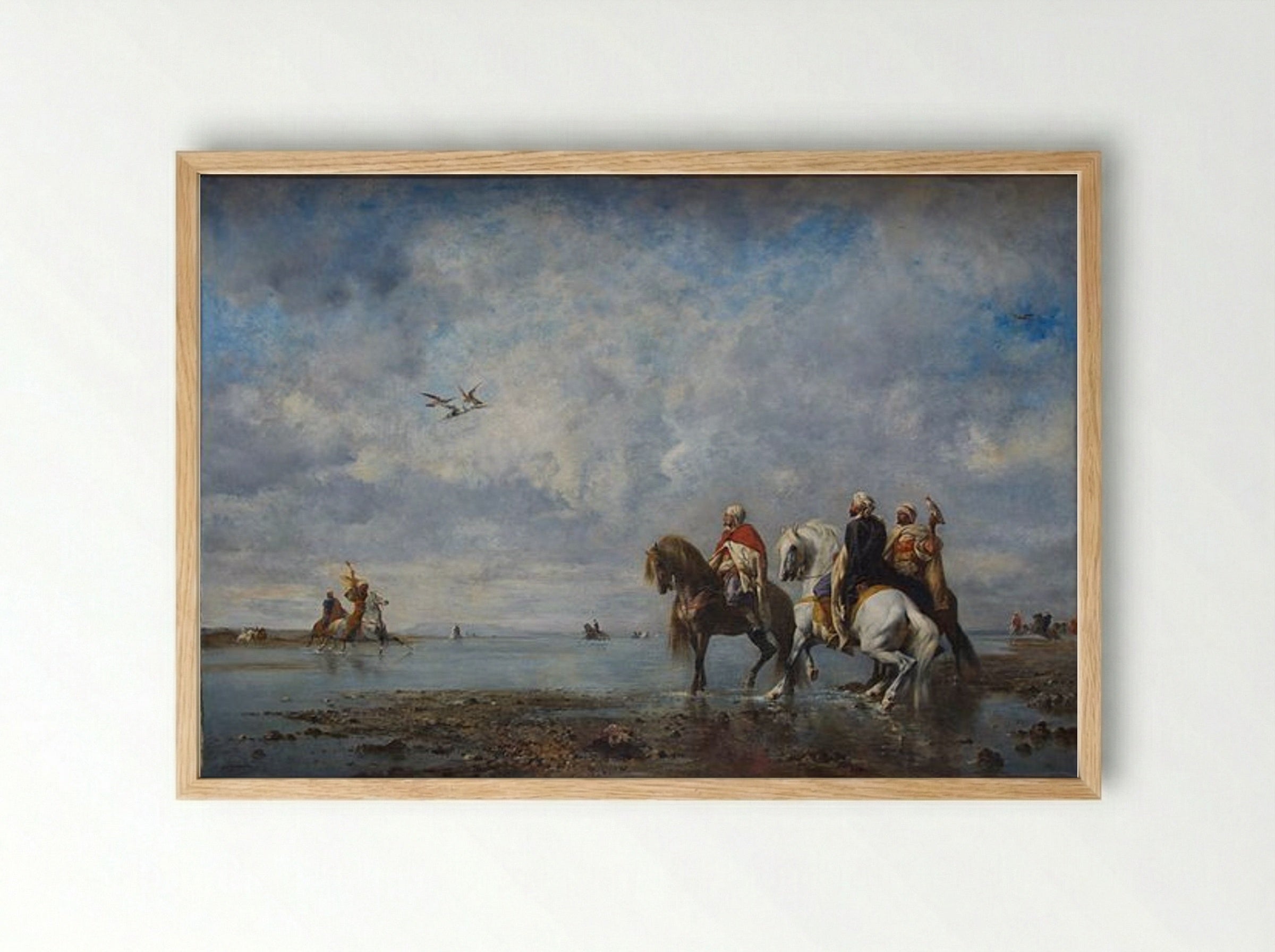 The Heron Hunt - Eugène Fromentin - Framed Print Wood