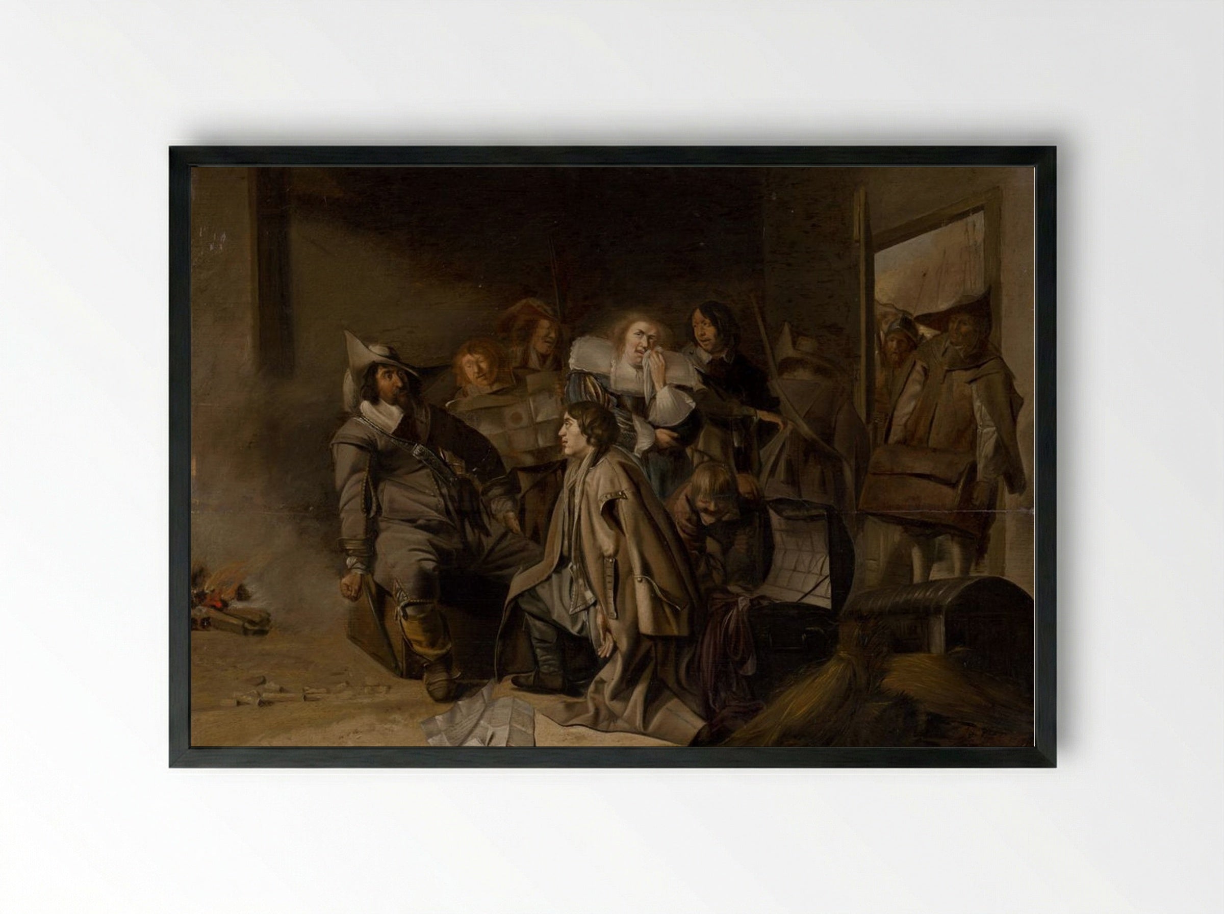 The Questioning of a Prisoner - Pieter Codde - Framed Print Black