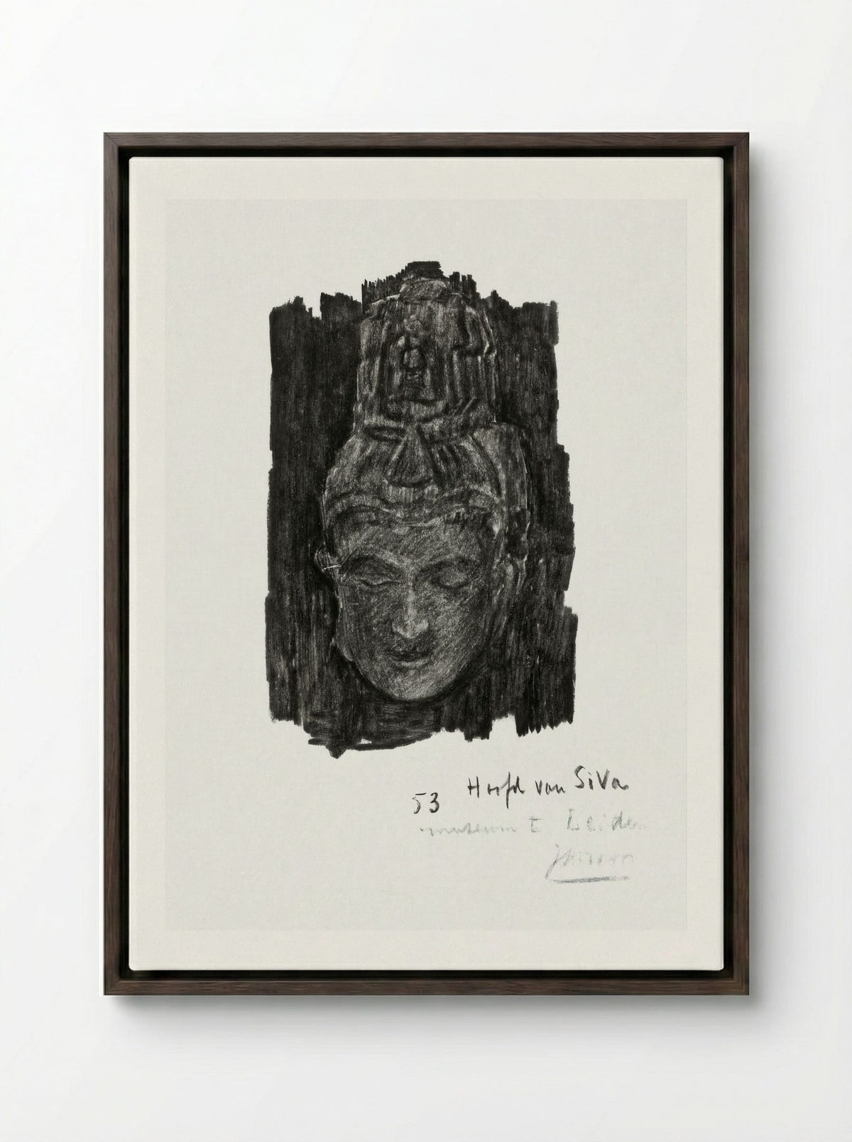 Study of Head of Shiva in the Museum of Ethnology in Leiden - Jan Toorop - Framed Canvas Dark Wood