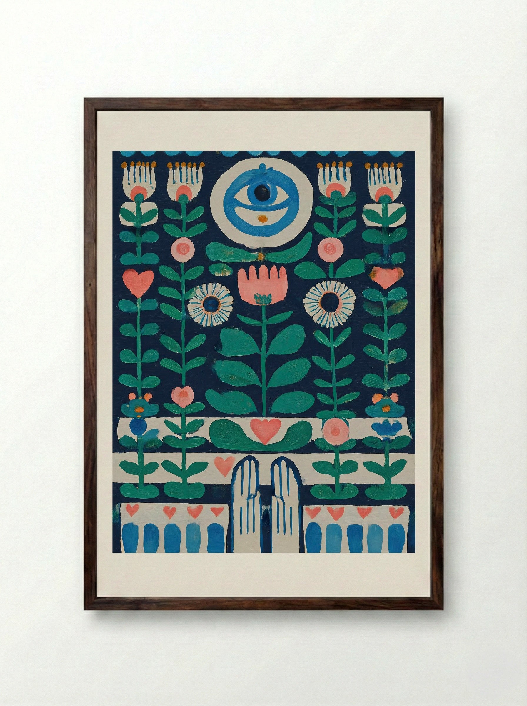 Guardian Blooms - Framed Print Dark Wood