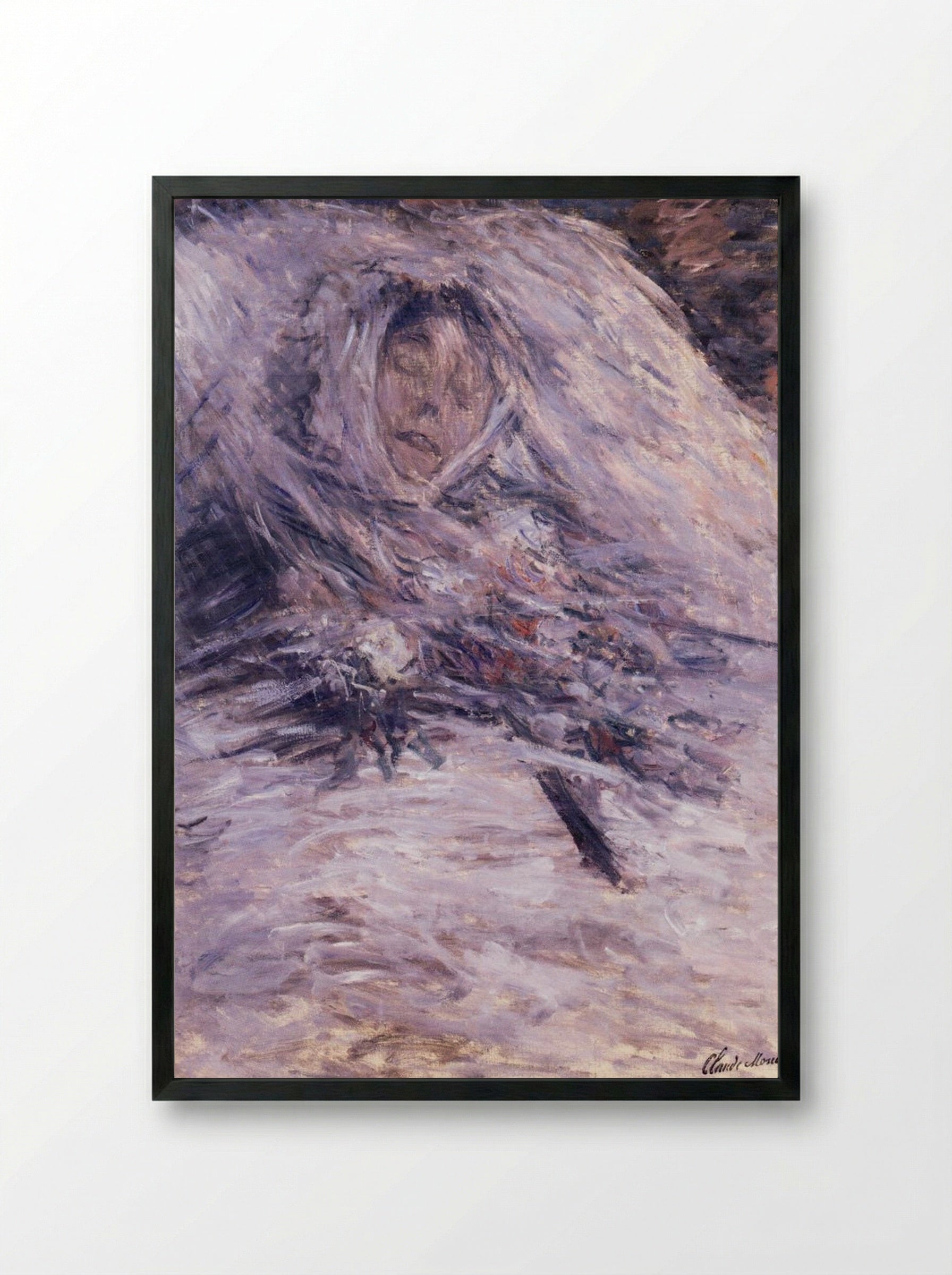 Camille Monet on Her Deathbed - Claude Monet - Framed Print Black