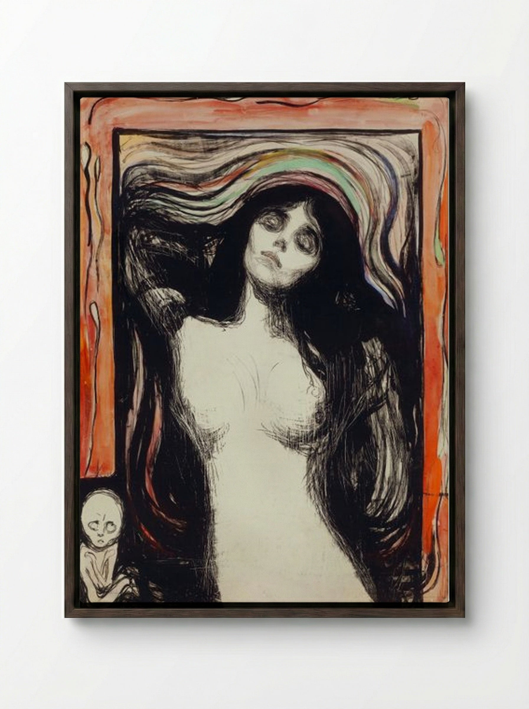 Madonna - Edvard Munch - Framed Canvas Dark Wood