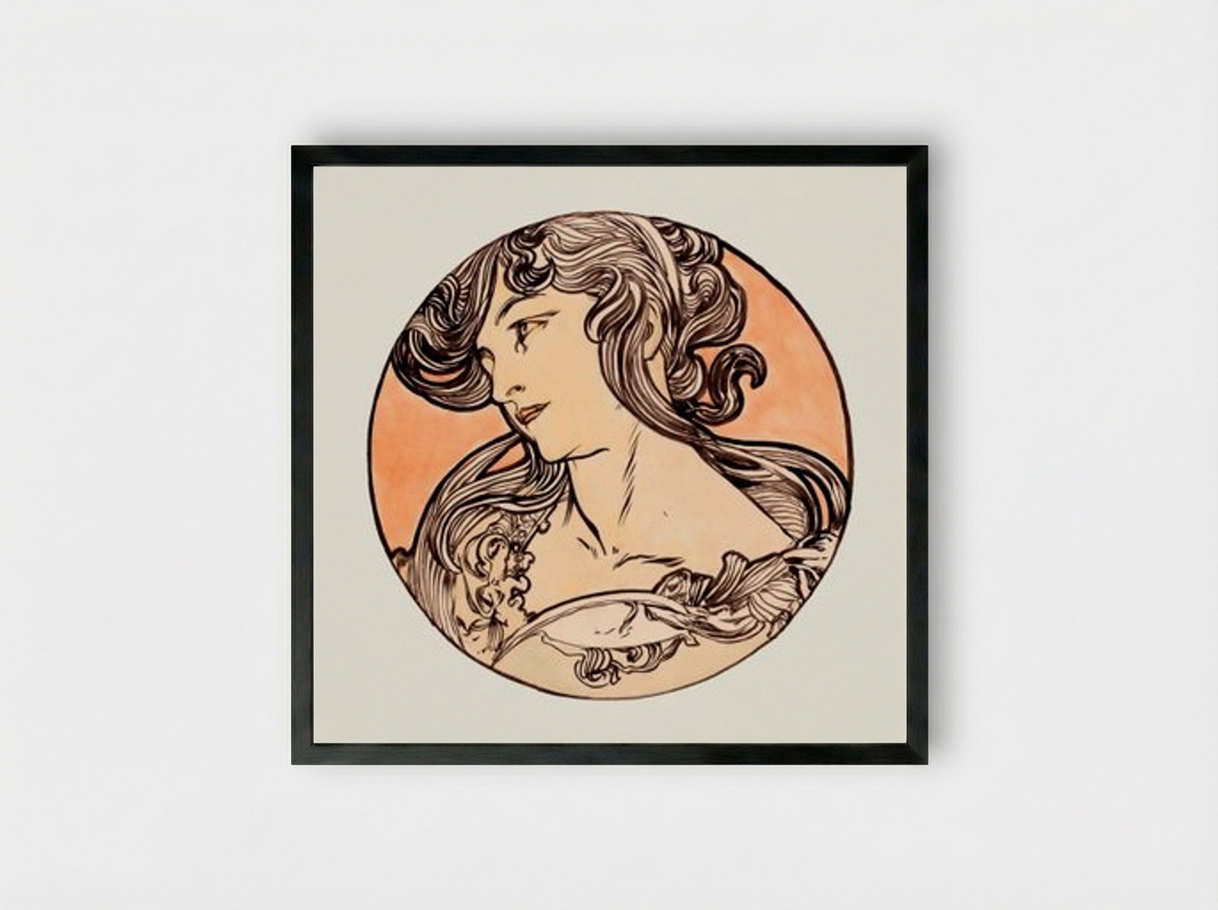 Stained Glass Window Design for Fouquet Boutique - Alphonse Mucha - Framed Print Black