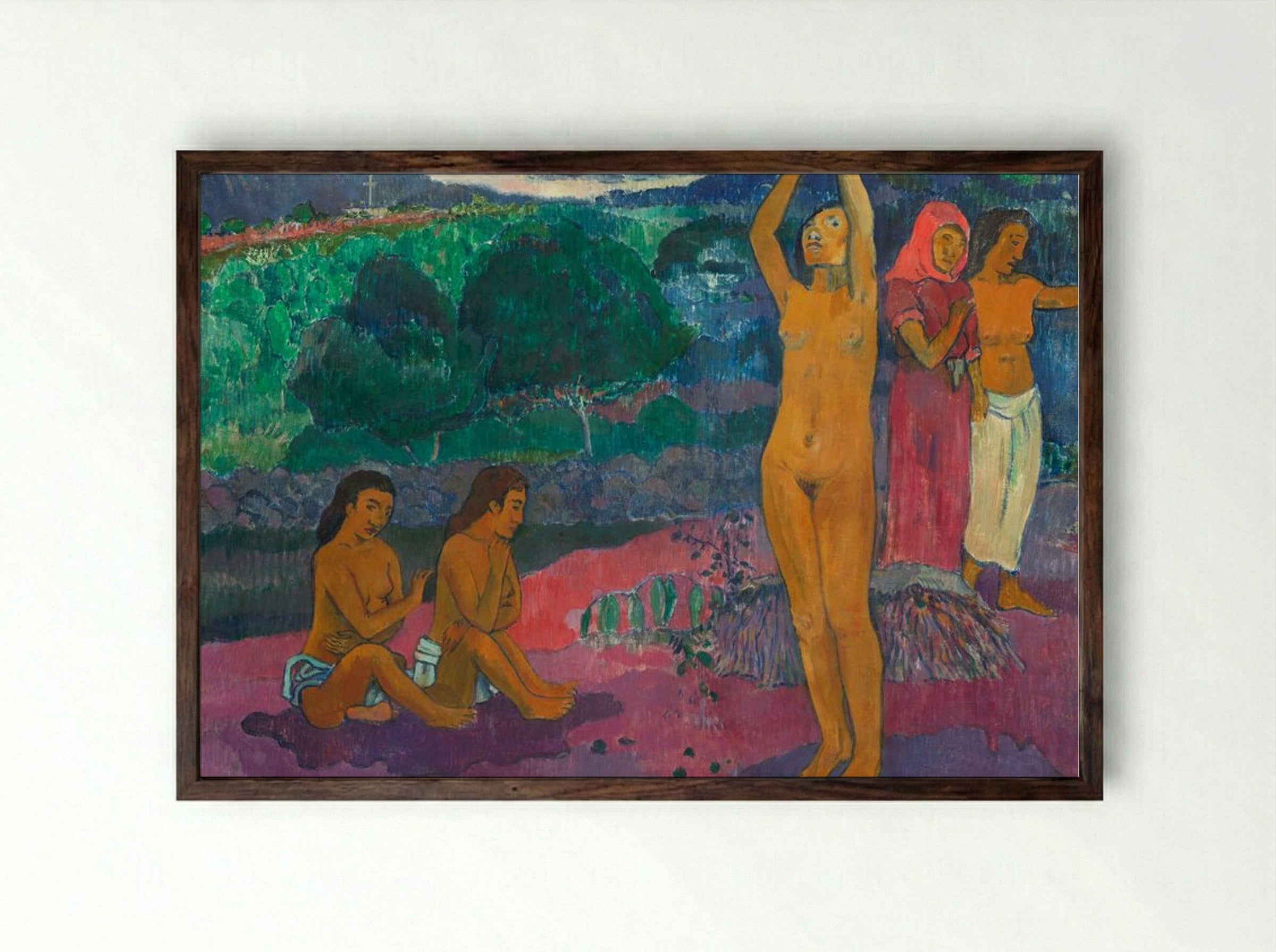 The Invocation - Paul Gauguin - Framed Print Dark Wood