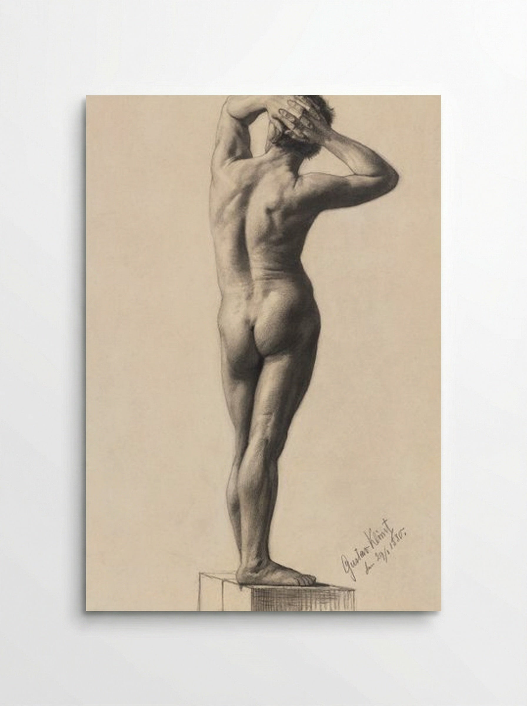 Male Nude, Back View (Study) - Gustav Klimt - Poster
