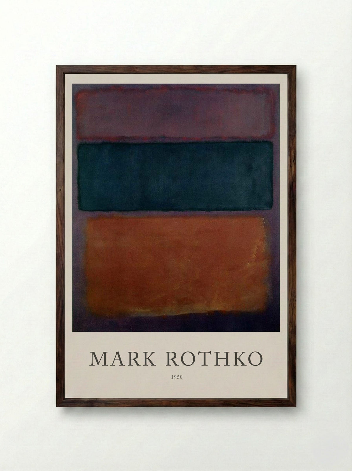 Untitled (Three Rectangles, 1958) - Mark Rothko - Framed Print Dark Wood