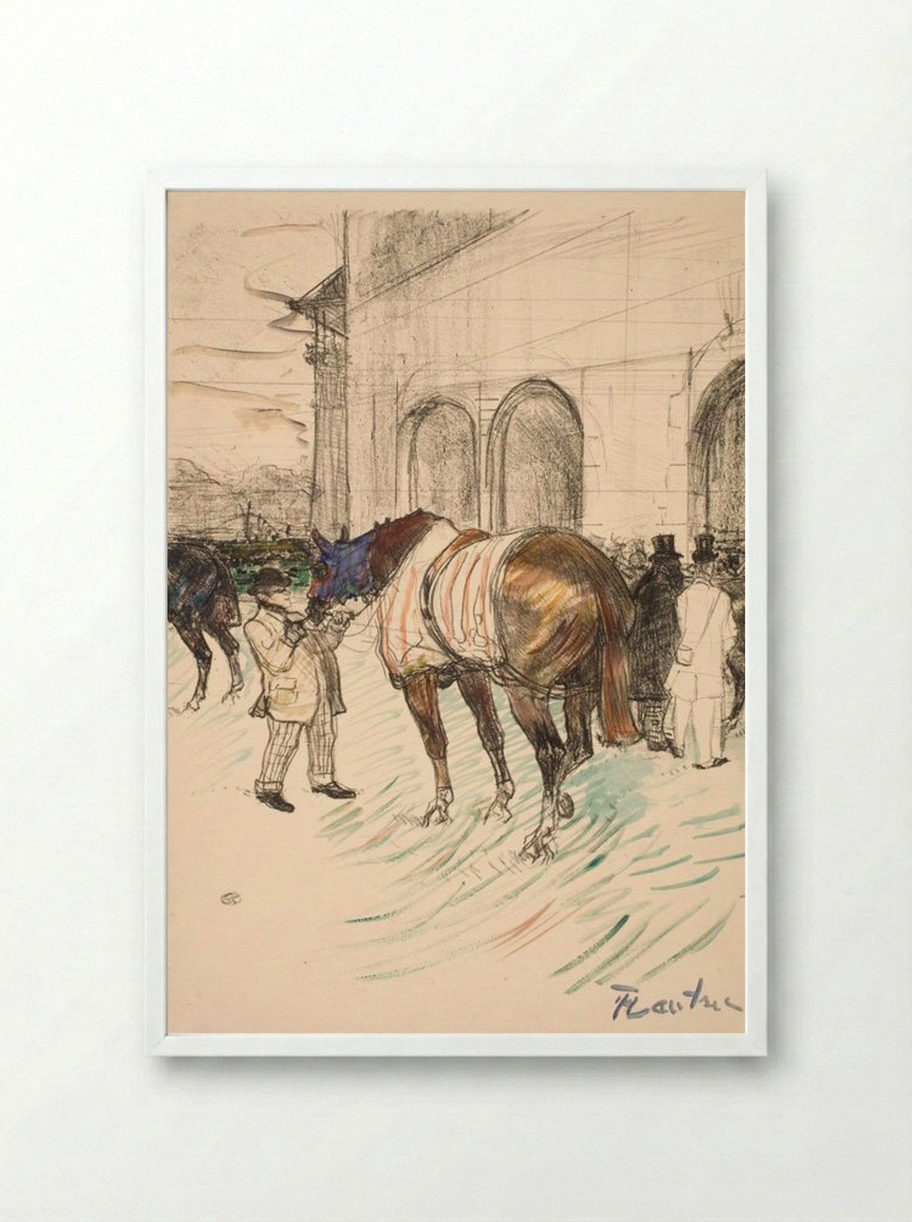 The Racetrack - Henri de Toulouse-Lautrec - Framed Print White