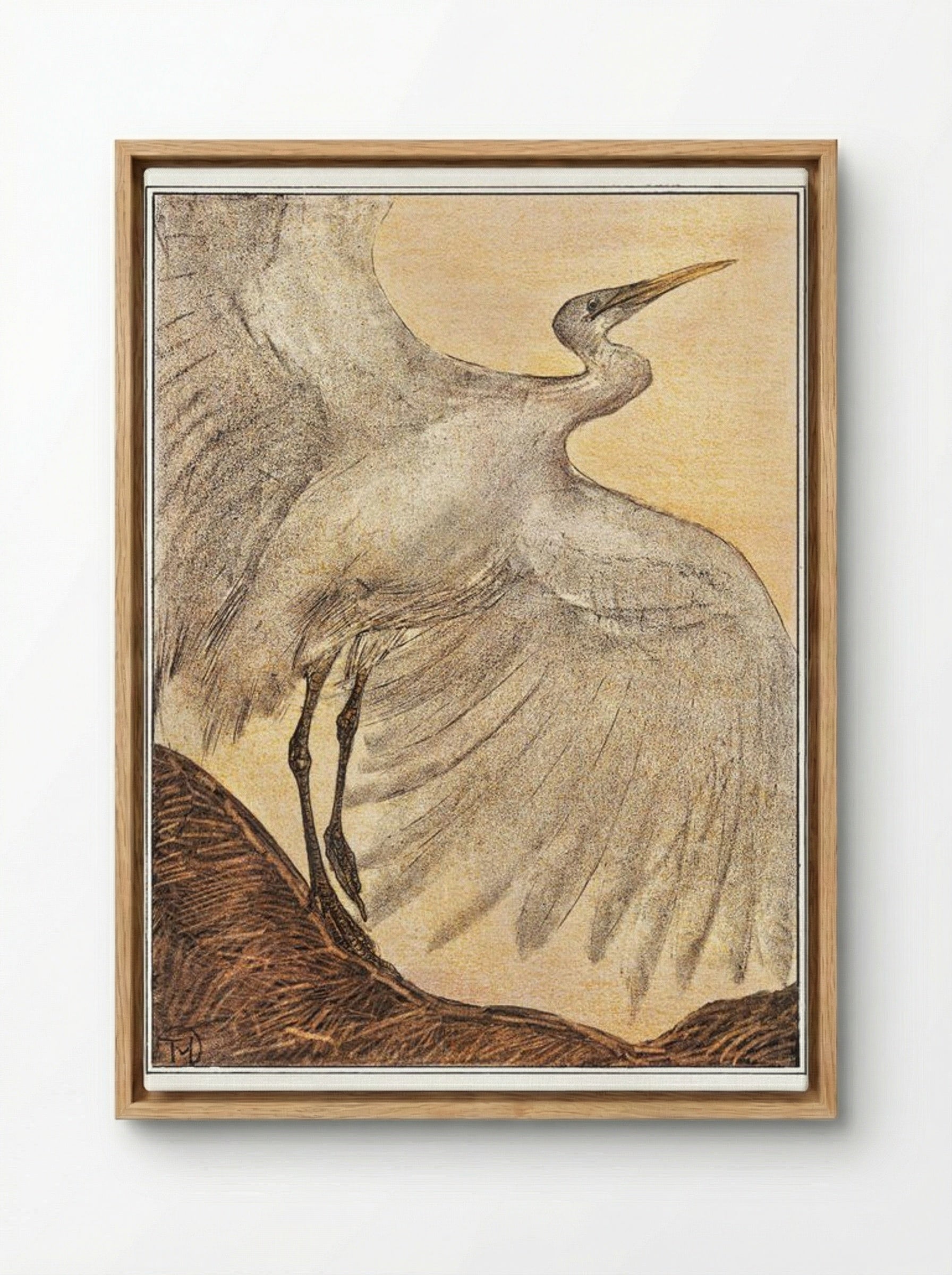 Zilverreiger (Heron) - Theo van Hoytema - Framed Canvas Wood